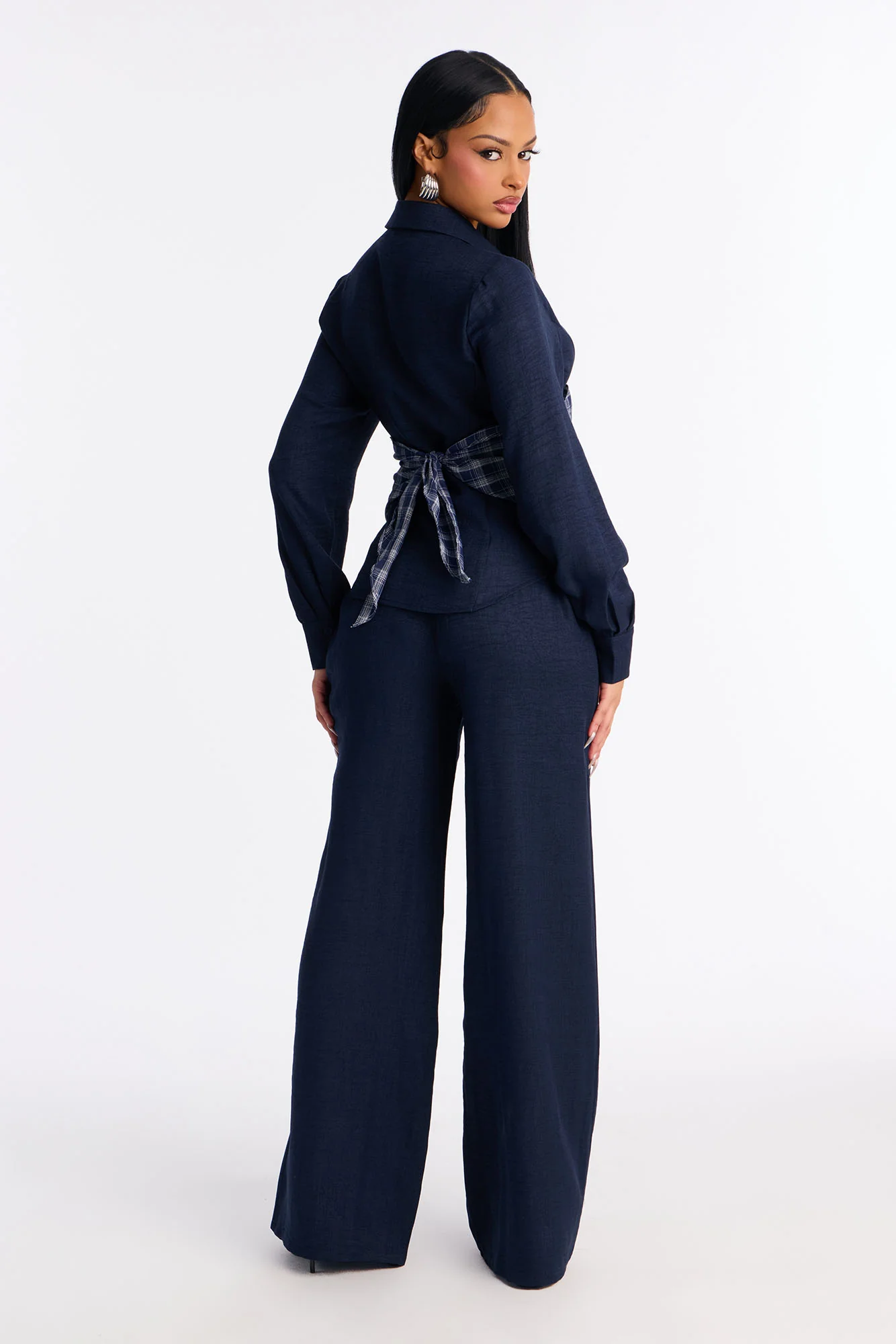 Always Functional Scarf 3 Piece Pant Set - Navy - Image 4