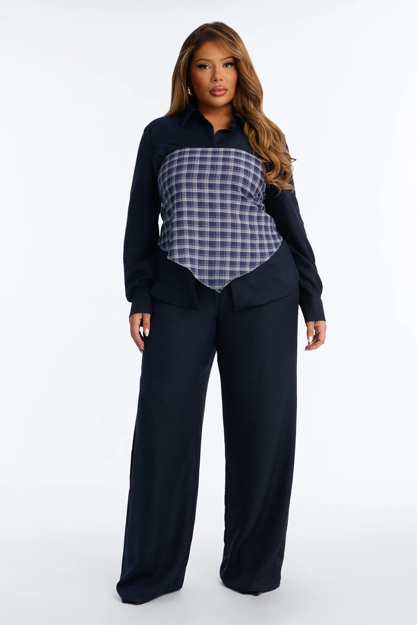 Always Functional Scarf 3 Piece Pant Set - Navy - Image 5