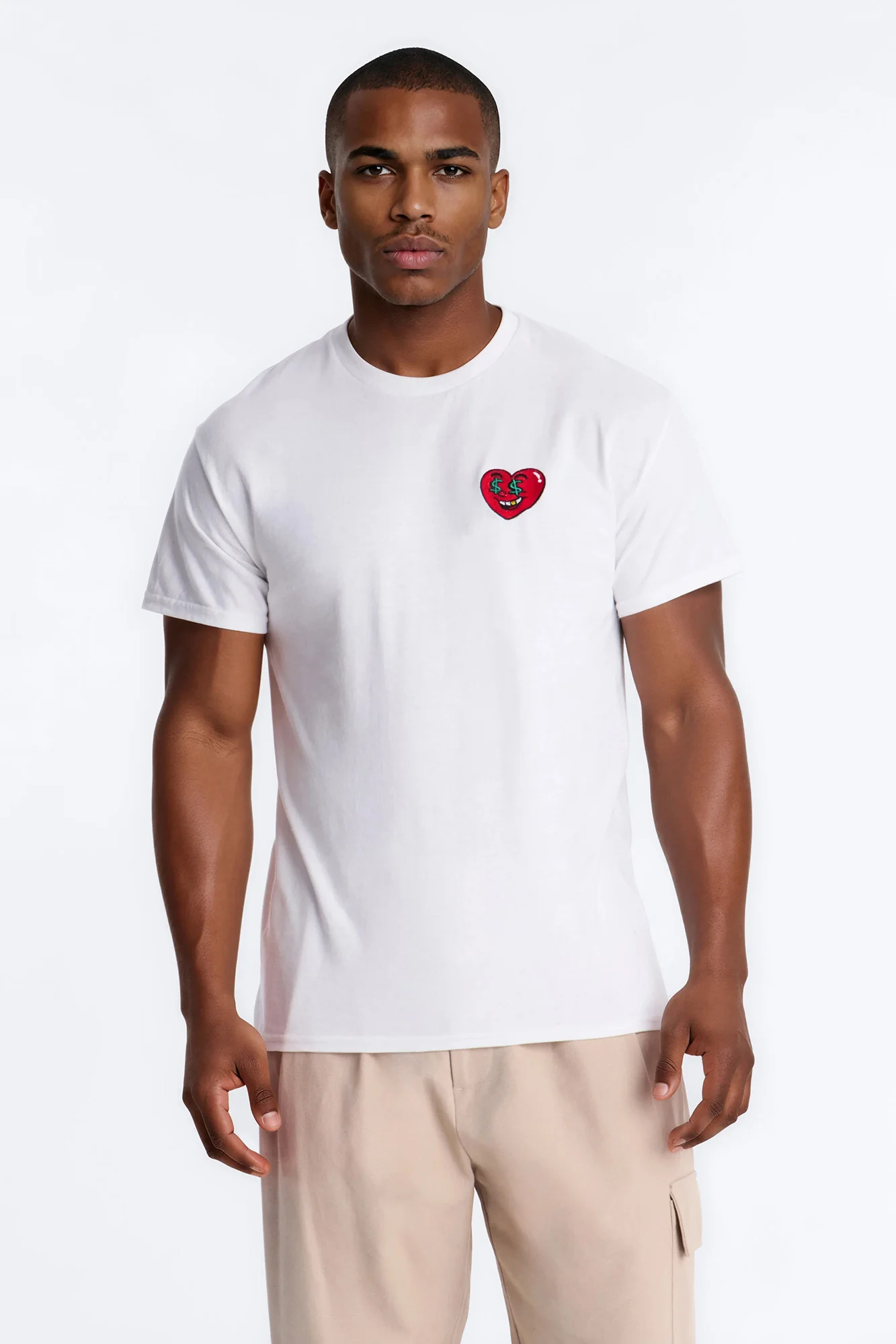 Always Heart In Heart Embroidery Short Sleeve Tee - White