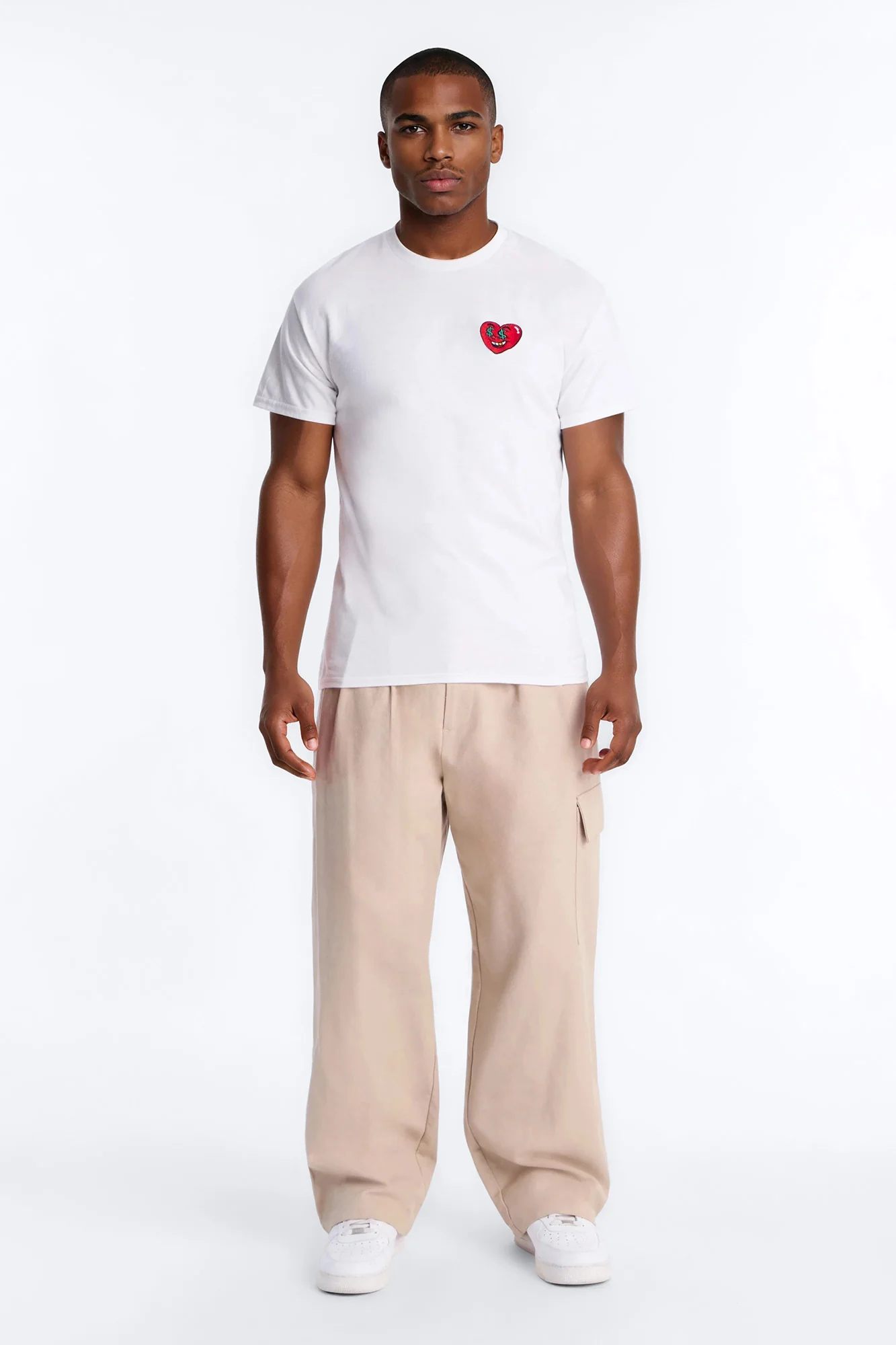 Always Heart In Heart Embroidery Short Sleeve Tee - White - Image 2