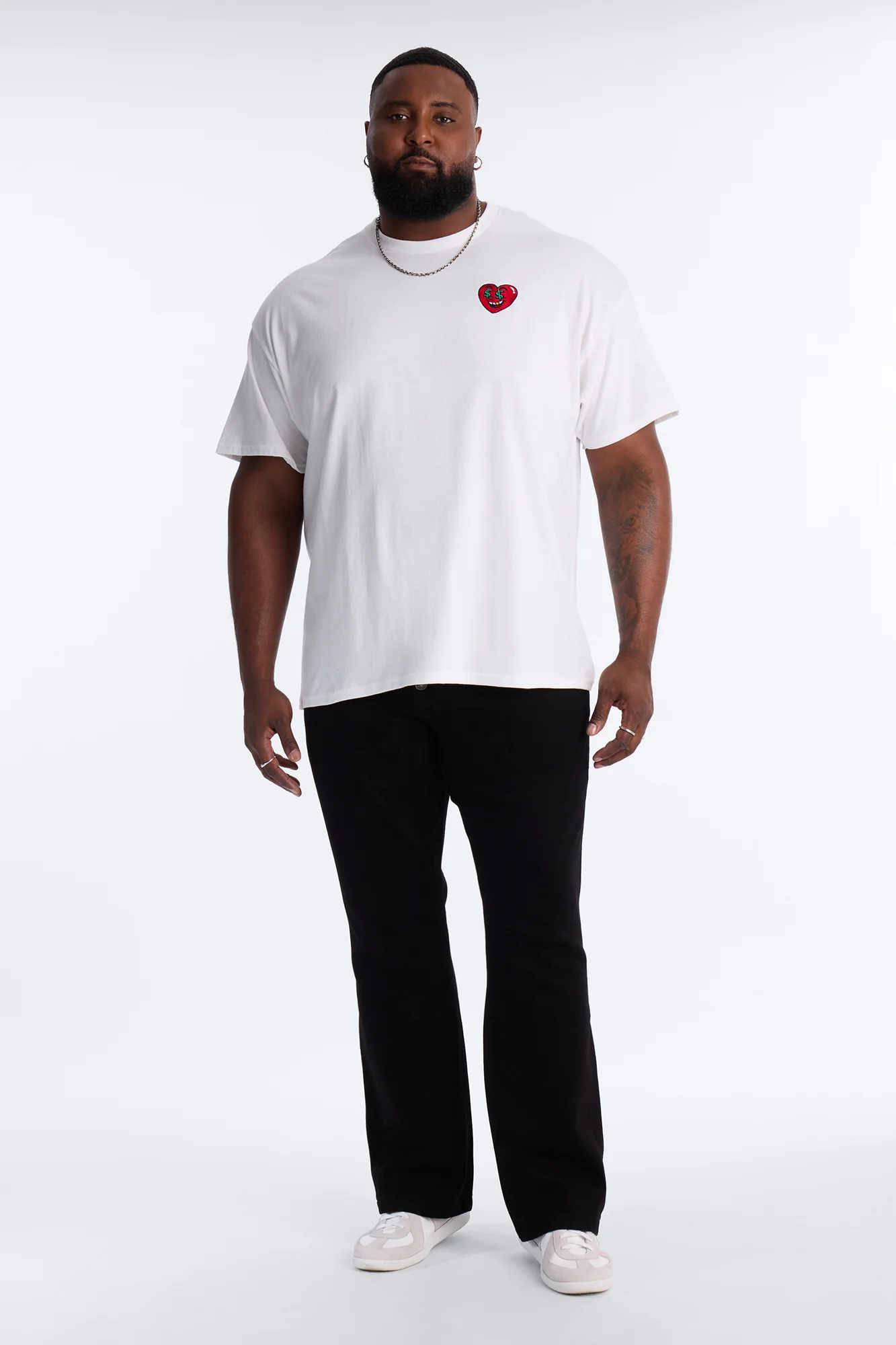 Always Heart In Heart Embroidery Short Sleeve Tee - White - Image 5