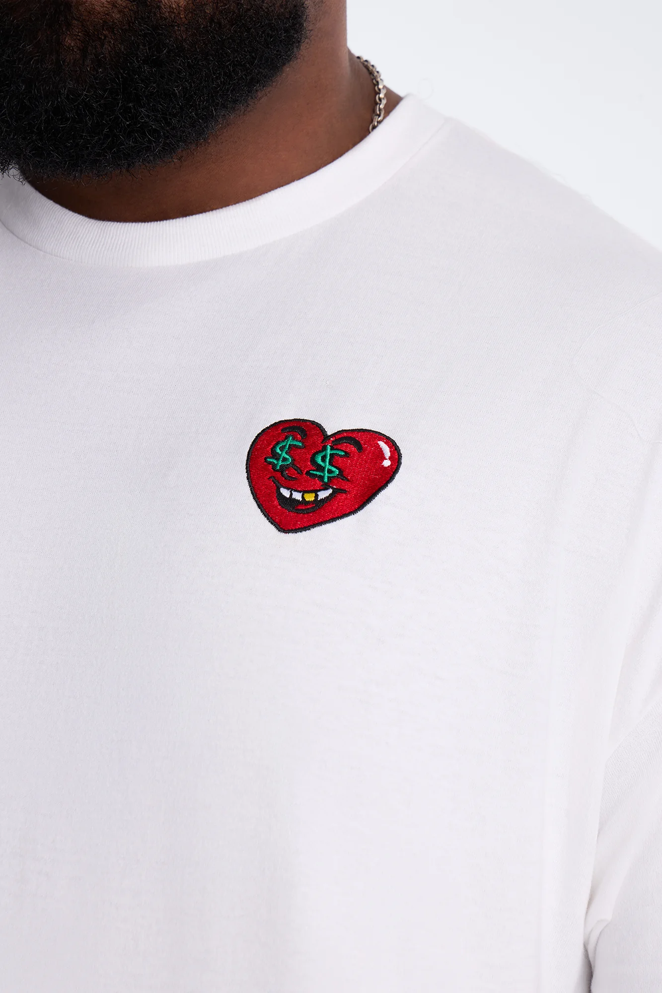 Always Heart In Heart Embroidery Short Sleeve Tee - White - Image 6