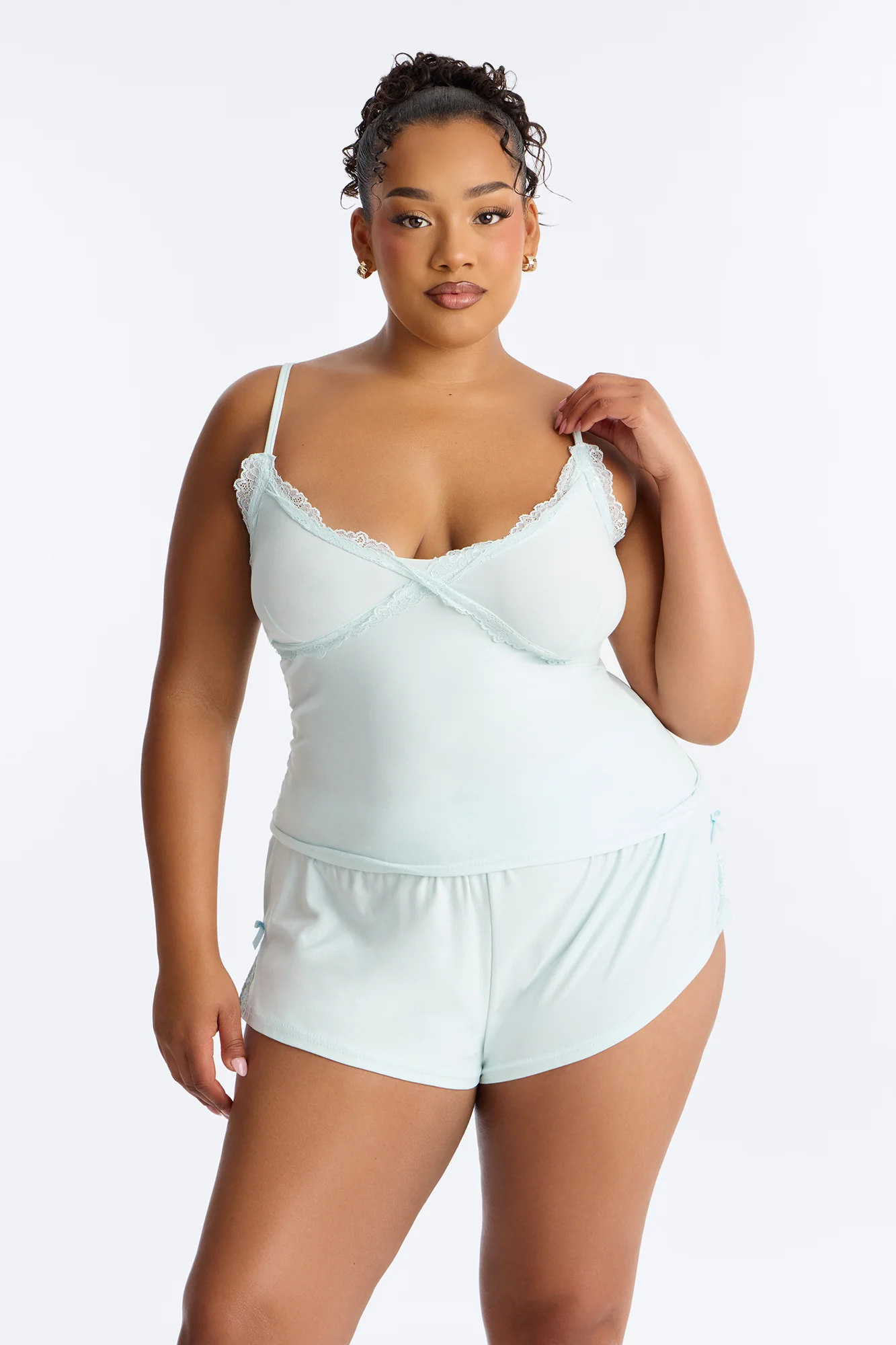 Always On My Mind PJ Short Set - Light Blue - Image 4