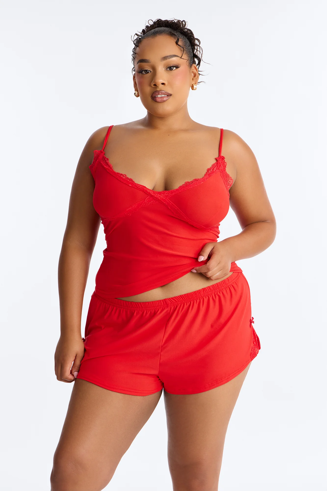 Always On My Mind PJ Short Set - Red - Image 4