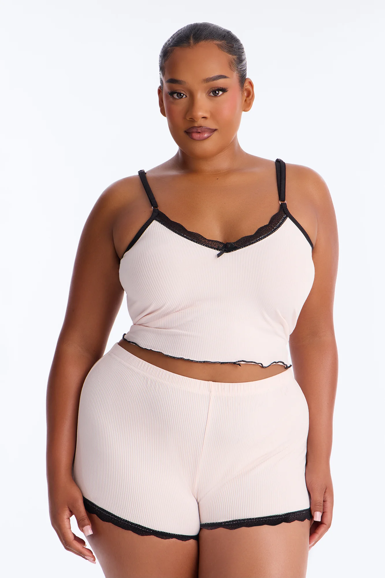 Always On My Mind Ribbed PJ Short Set - Pink/combo - Image 4