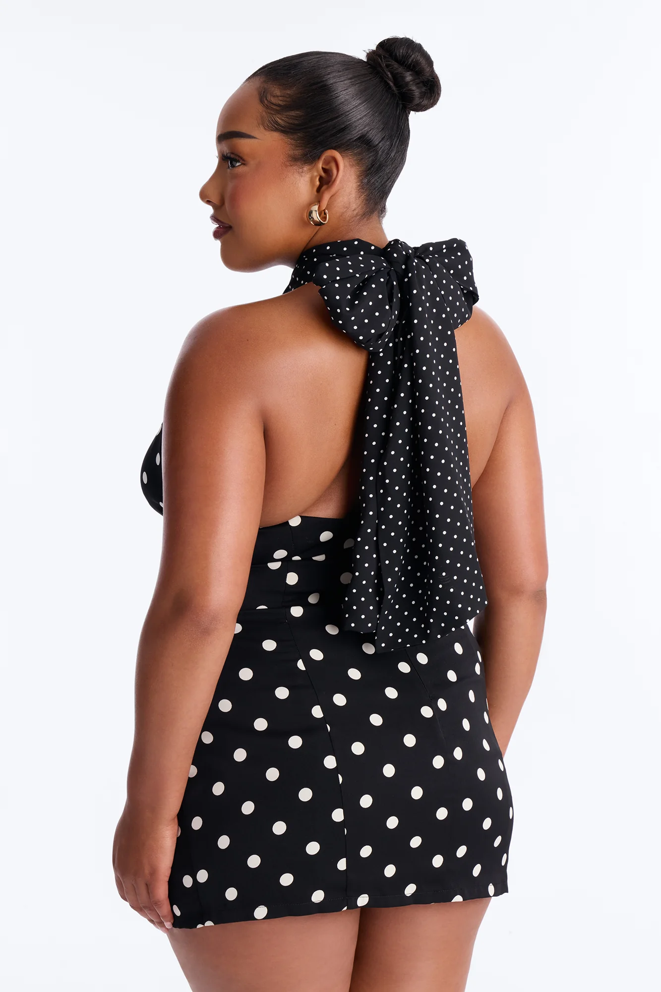 Always On Polka Dot Mini Dress - Black/White - Image 8