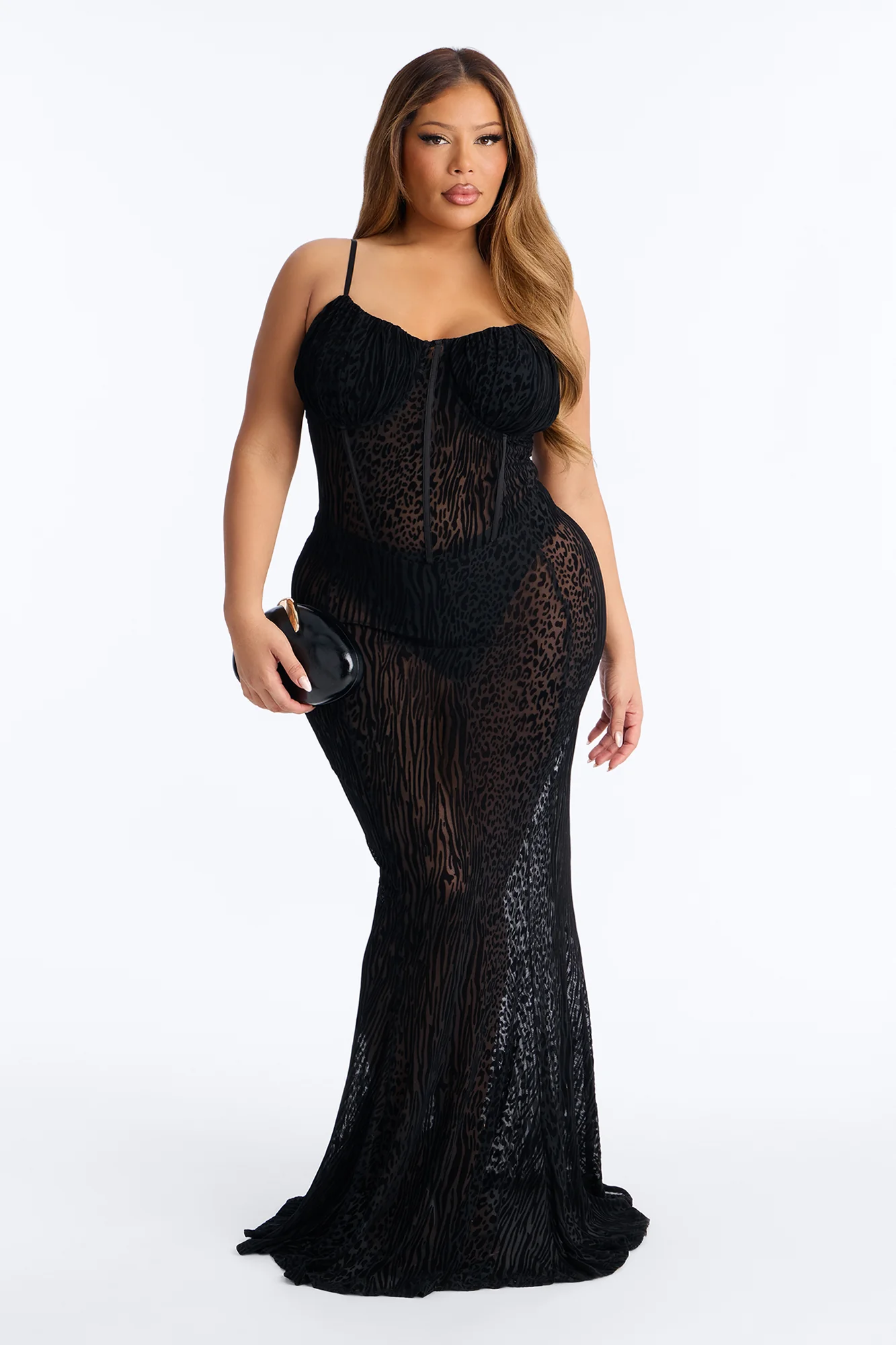 Always Slaying Flocked Maxi Dress - Black - Image 4