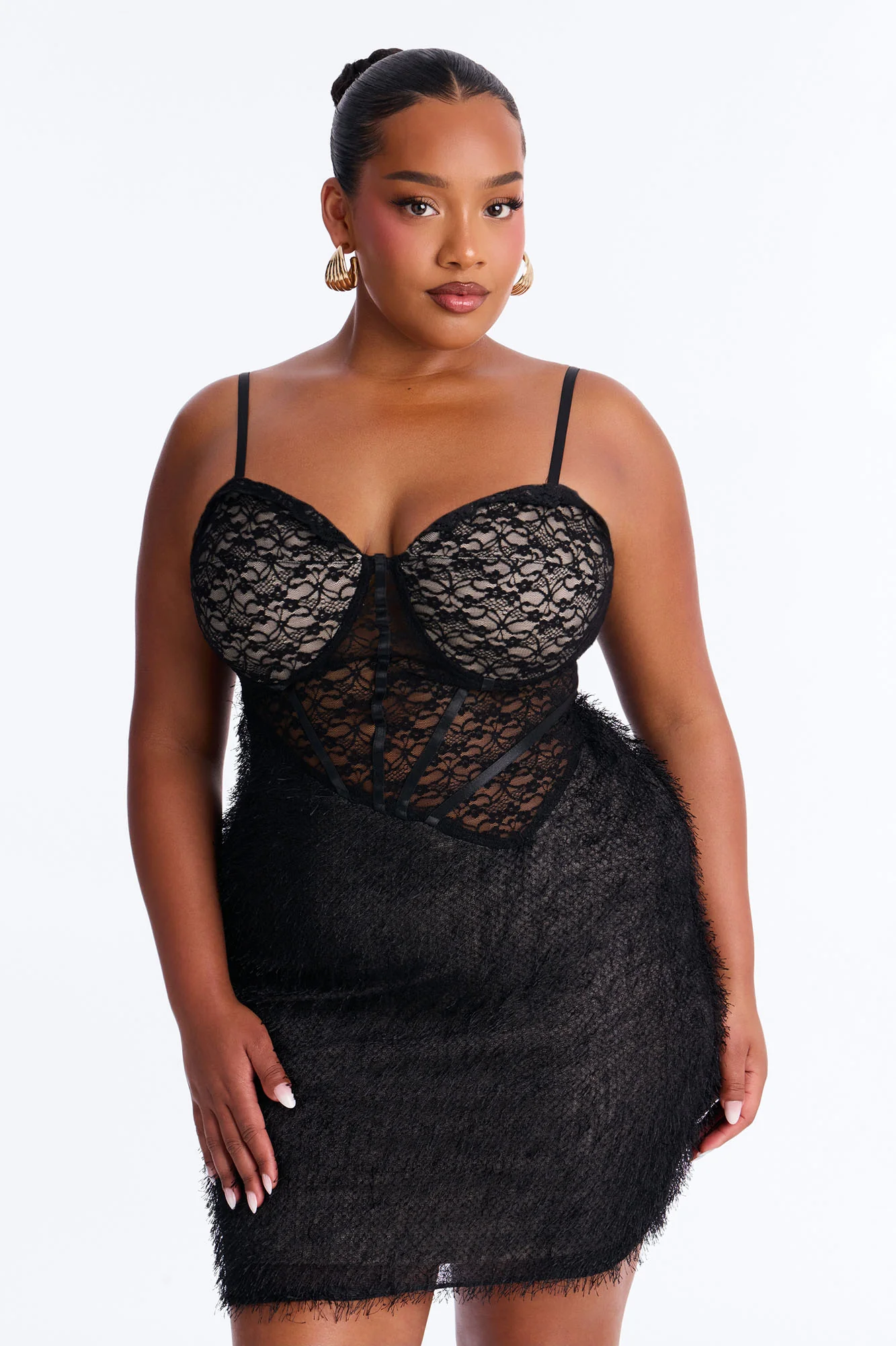 Always Yours Sheer Lace Mini Dress - Black - Image 5