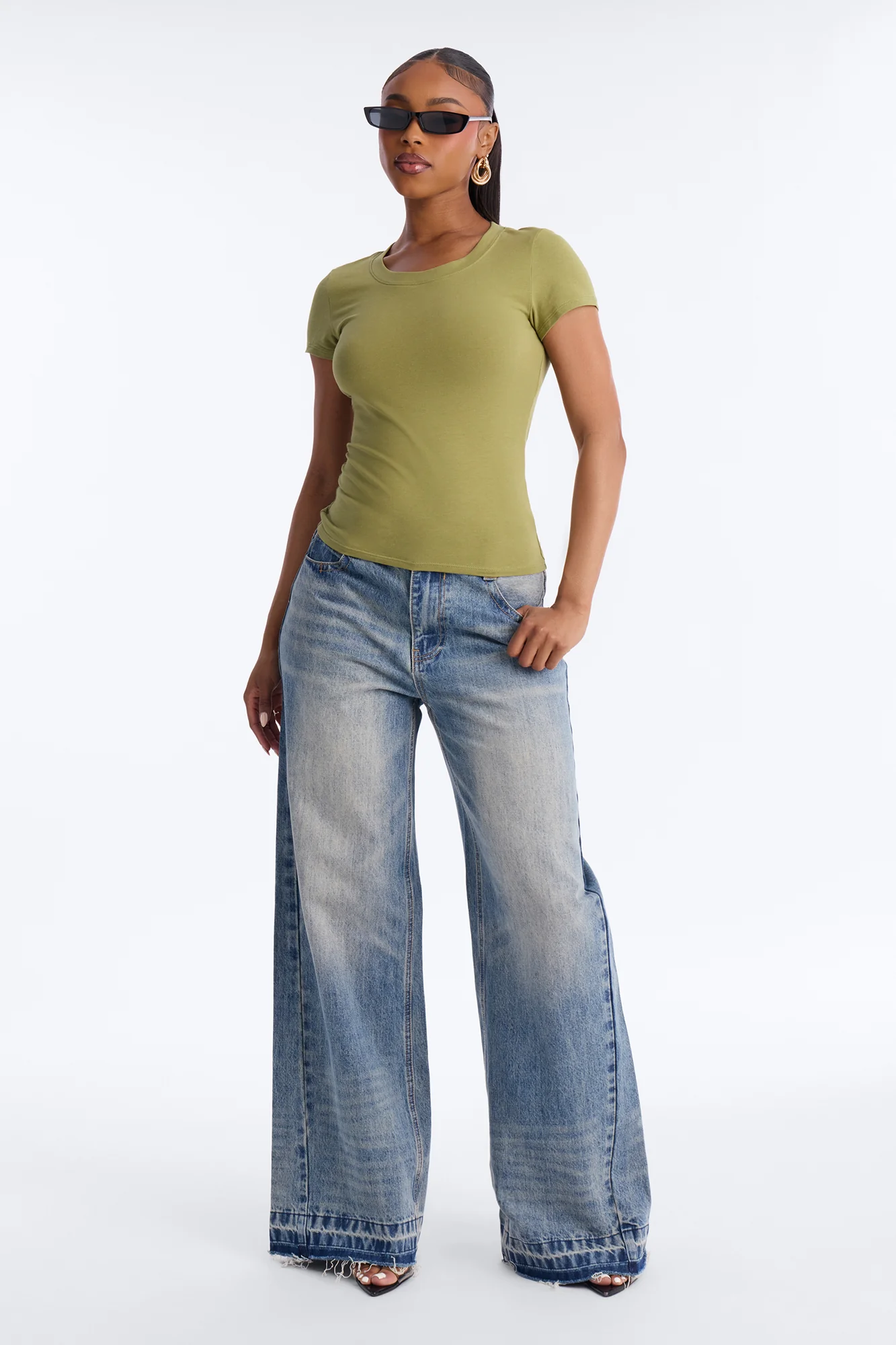 Alyssa Crew Neck Top - Olive - Image 2