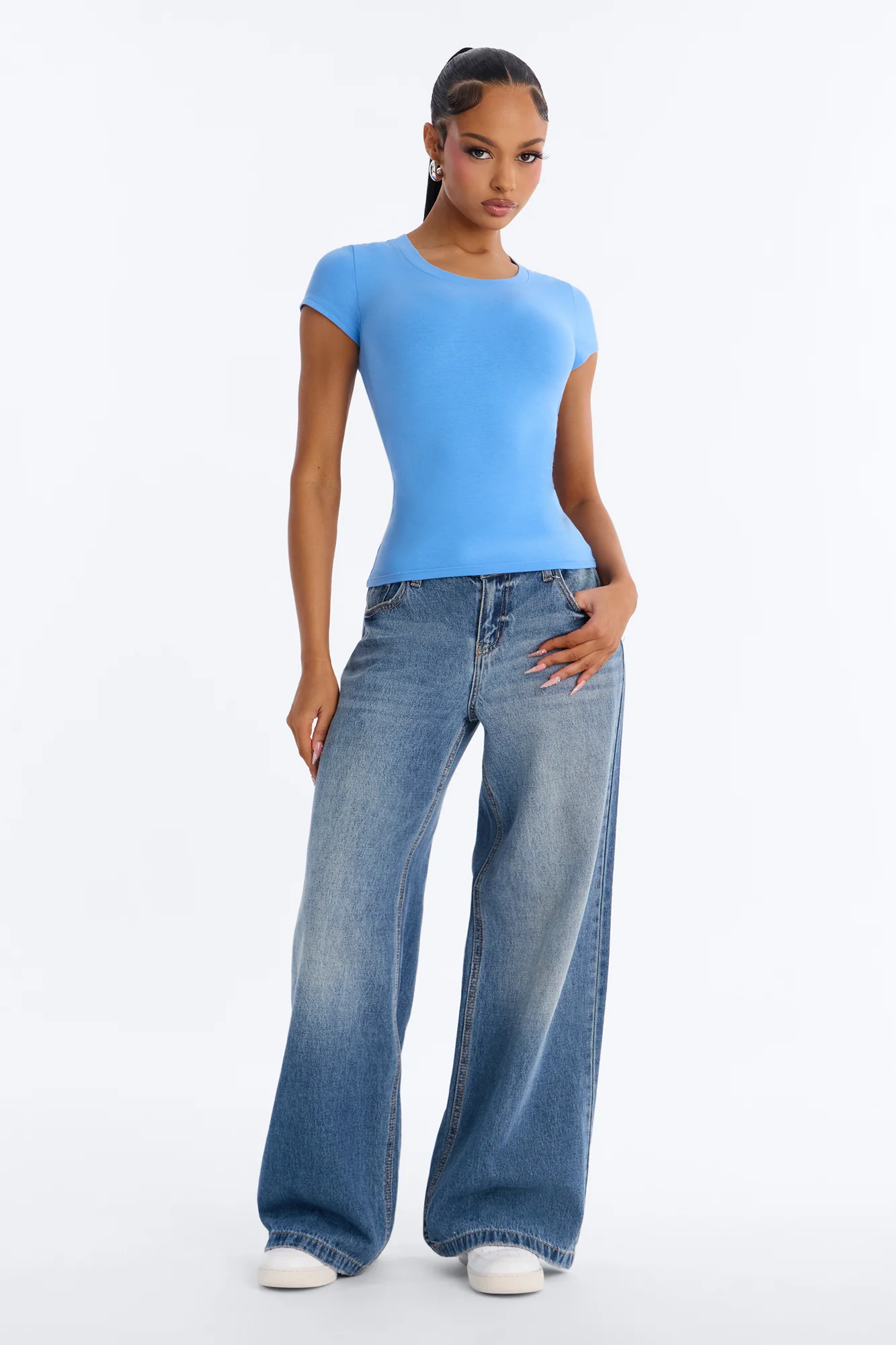 Alyssa Crew Neck Top - Periwinkle - Image 2