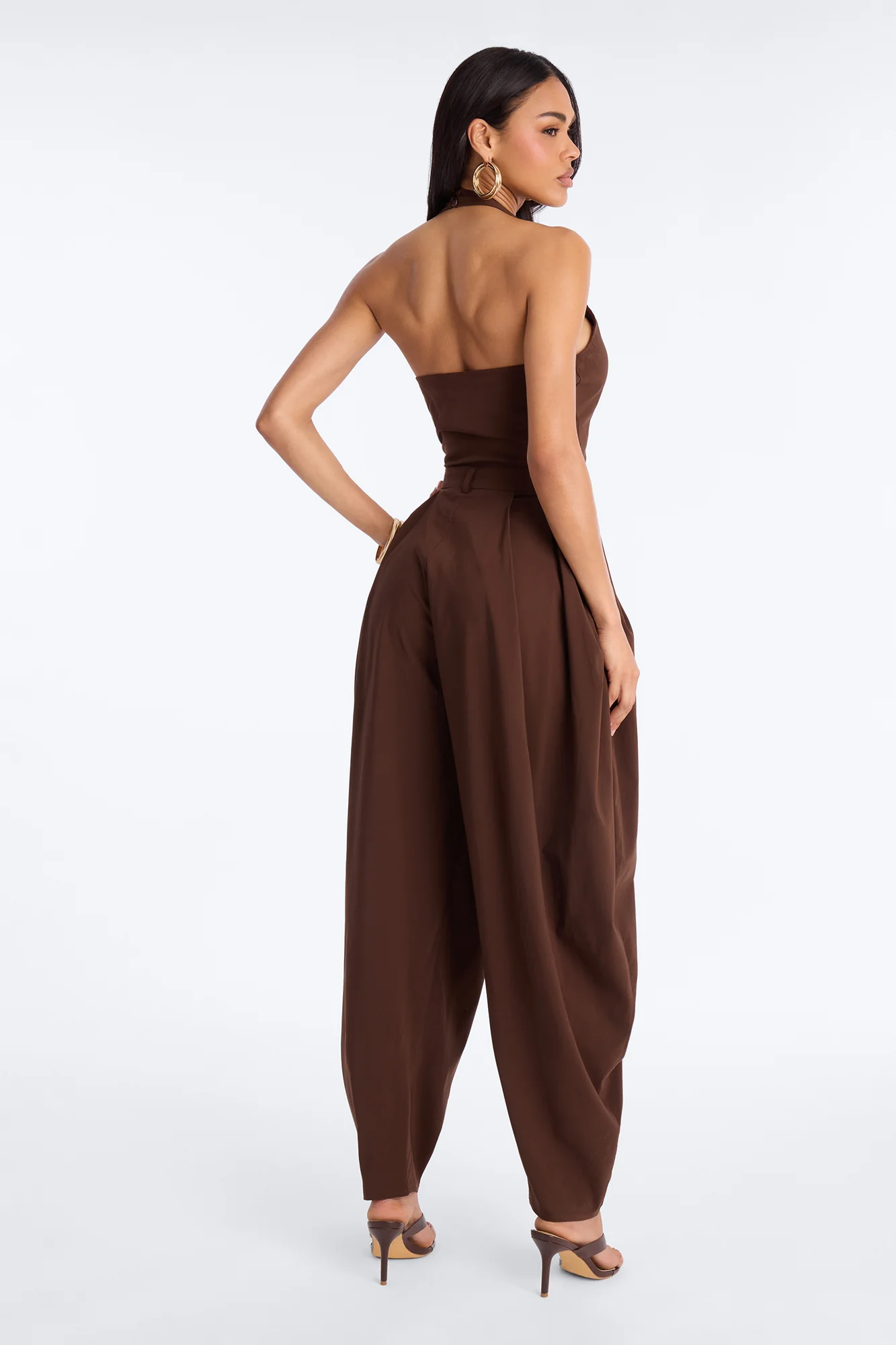 Alyssia Balloon Leg Jumpsuit - Chocolate - Image 4