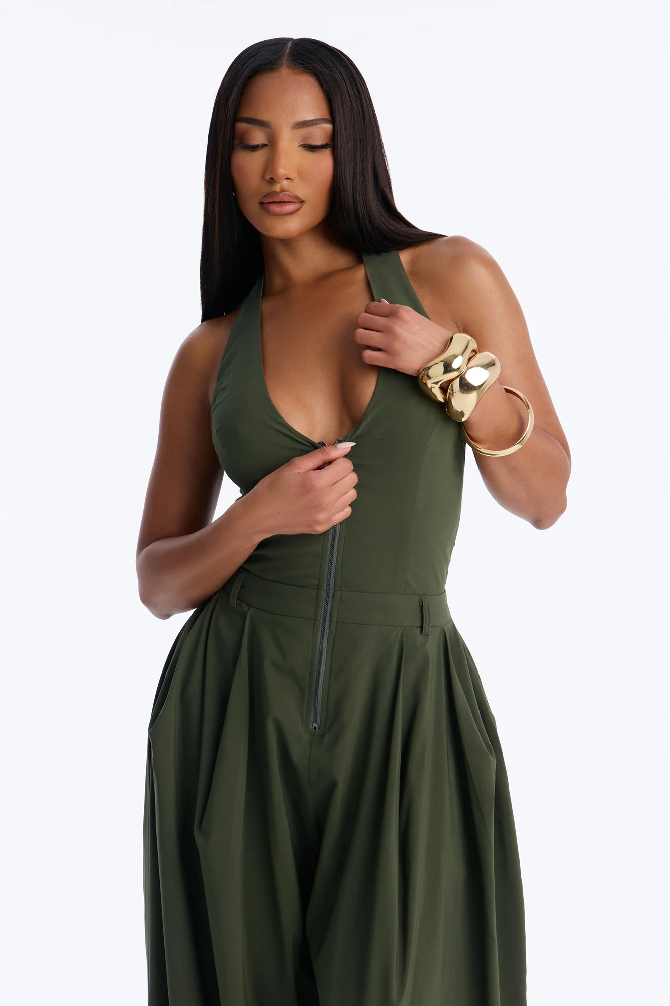 Alyssia Balloon Leg Jumpsuit - Olive - Image 2