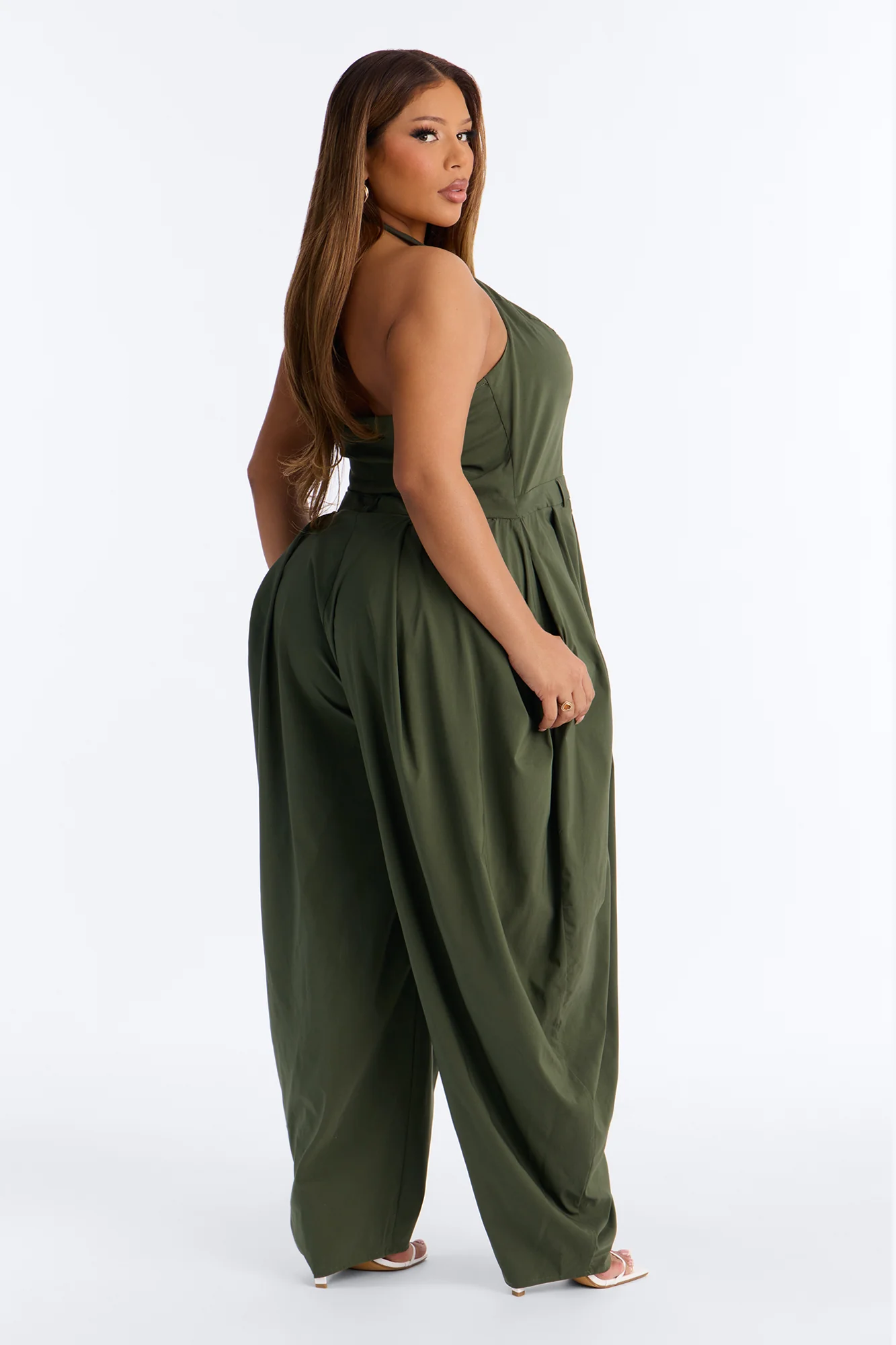 Alyssia Balloon Leg Jumpsuit - Olive - Image 6