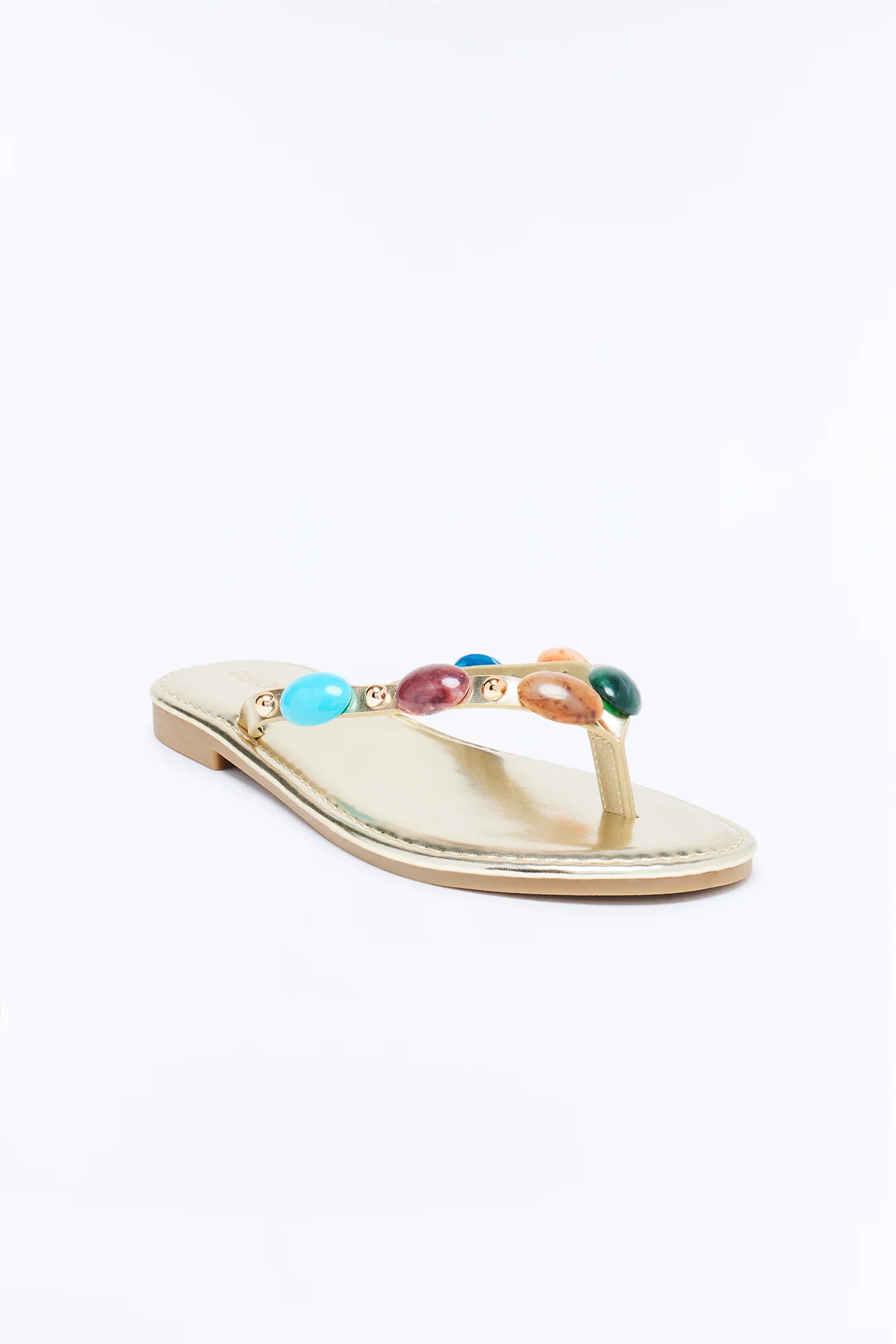Amalfi Beaded Flip Flops - Gold - Image 2