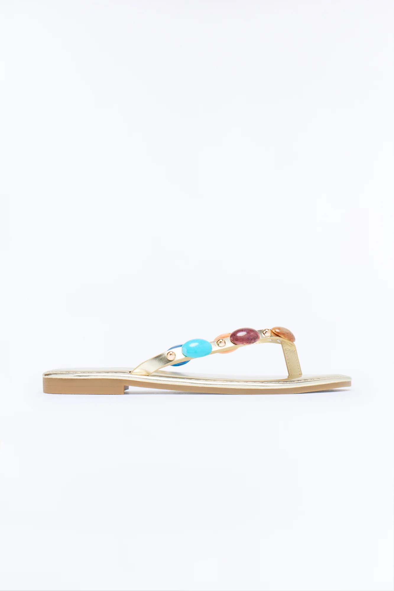 Amalfi Beaded Flip Flops - Gold - Image 4