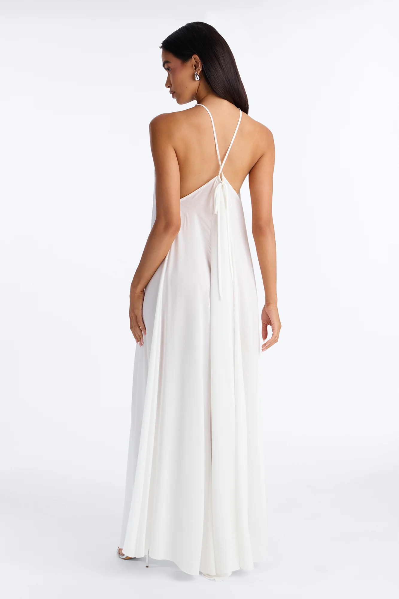 Amara Flowy Chiffon Maxi Dress - White - Image 4