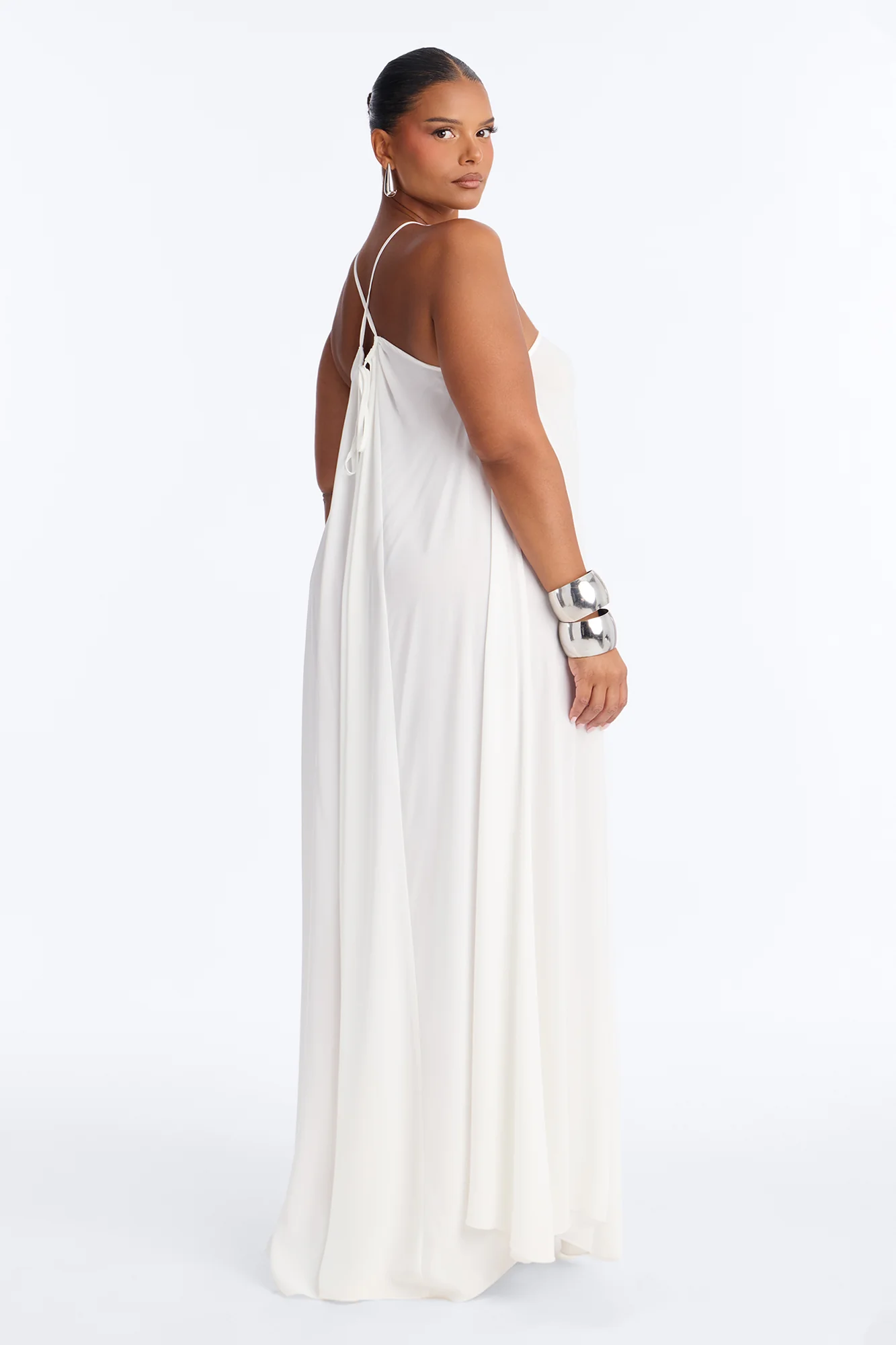 Amara Flowy Chiffon Maxi Dress - White - Image 8