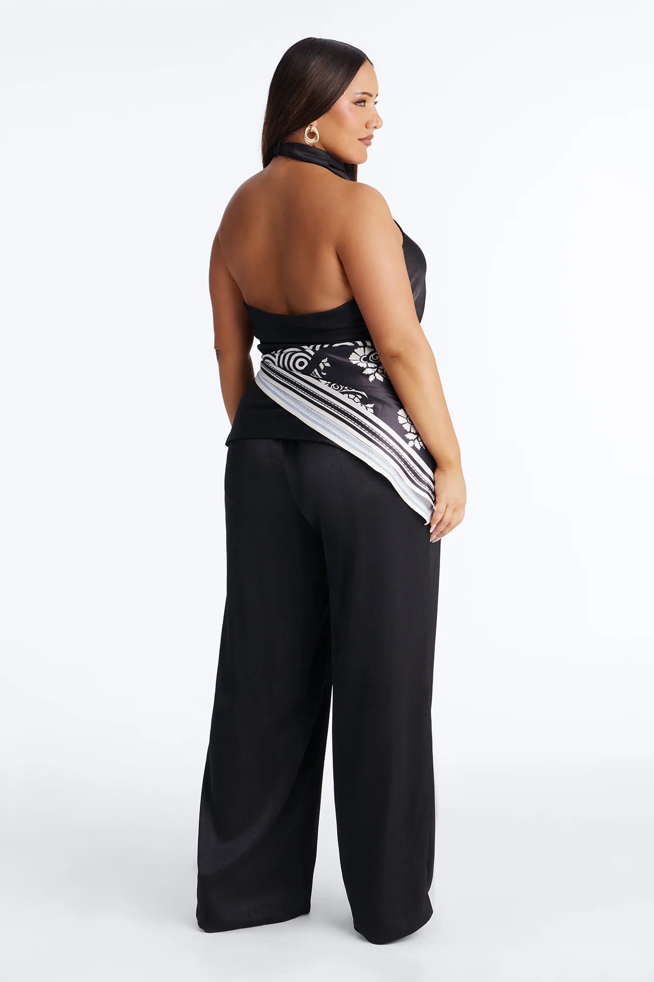Amara Satin 3 Piece Pant Set - Black - Image 8