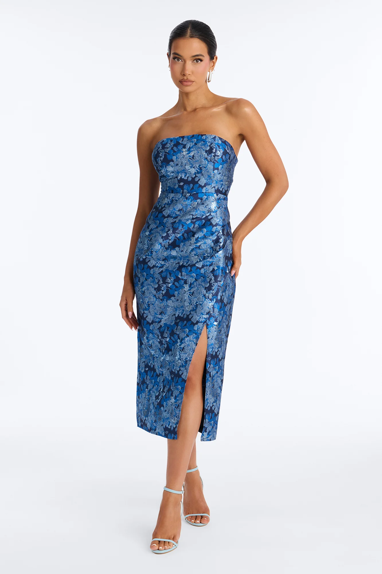 Amaria Jacquard Midi Dress - Navy/combo - Image 2