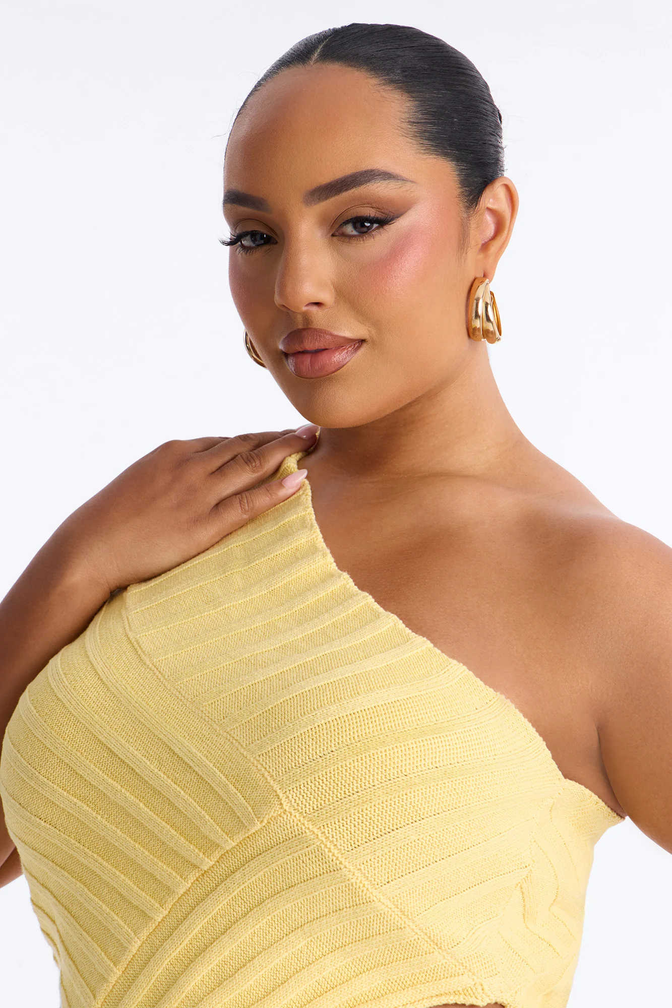 Amaya One Shoulder Sweater Top - Butter Yellow - Image 7