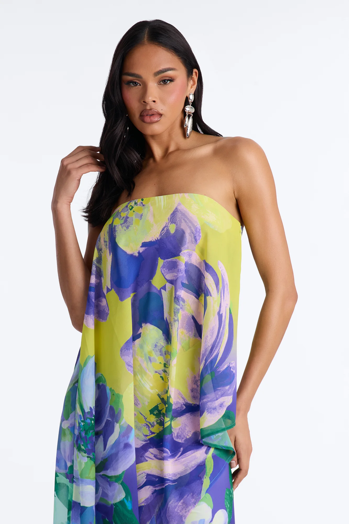 Amber Strapless Chiffon Maxi Dress - Green/combo - Image 2