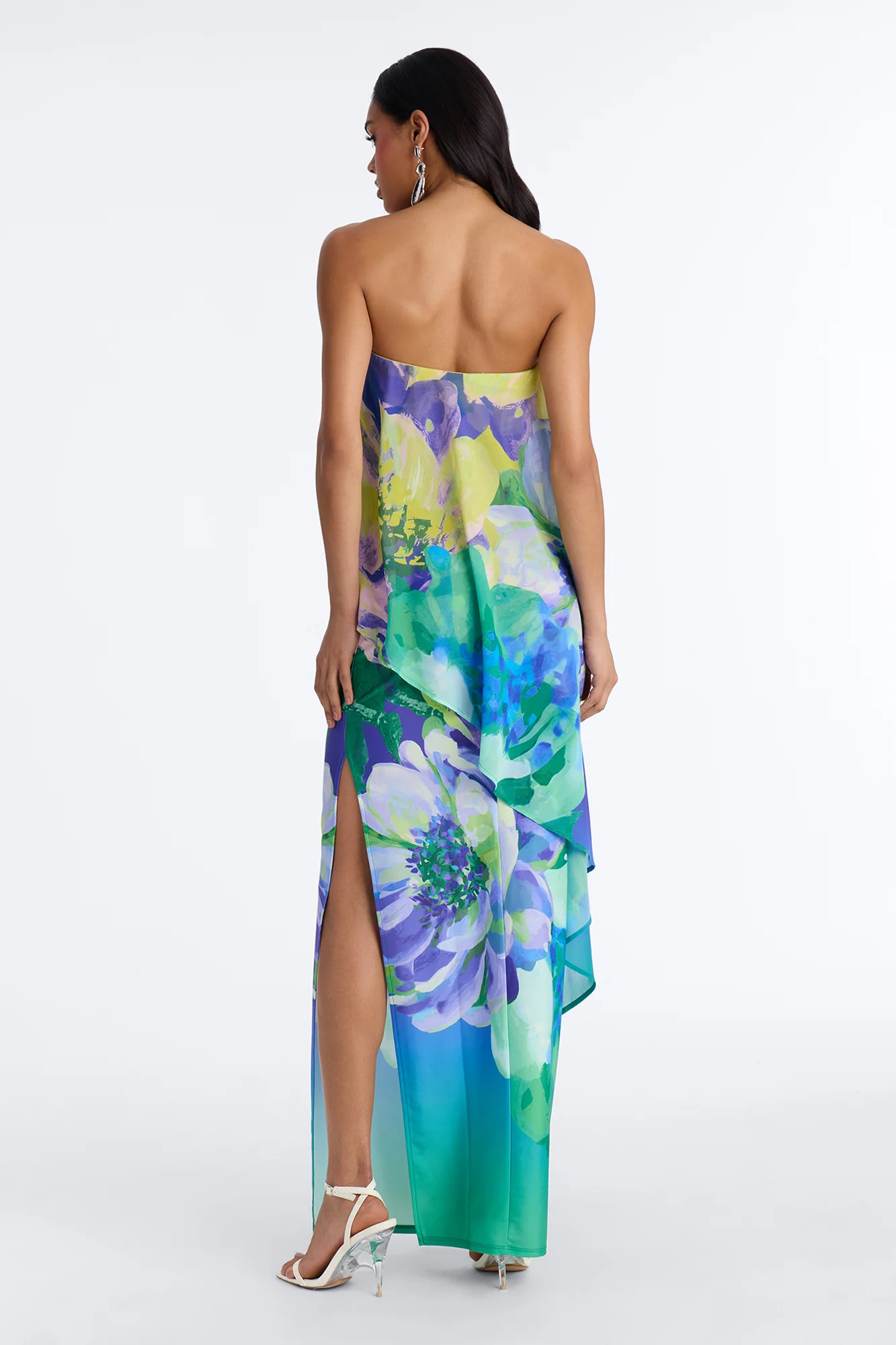 Amber Strapless Chiffon Maxi Dress - Green/combo - Image 4