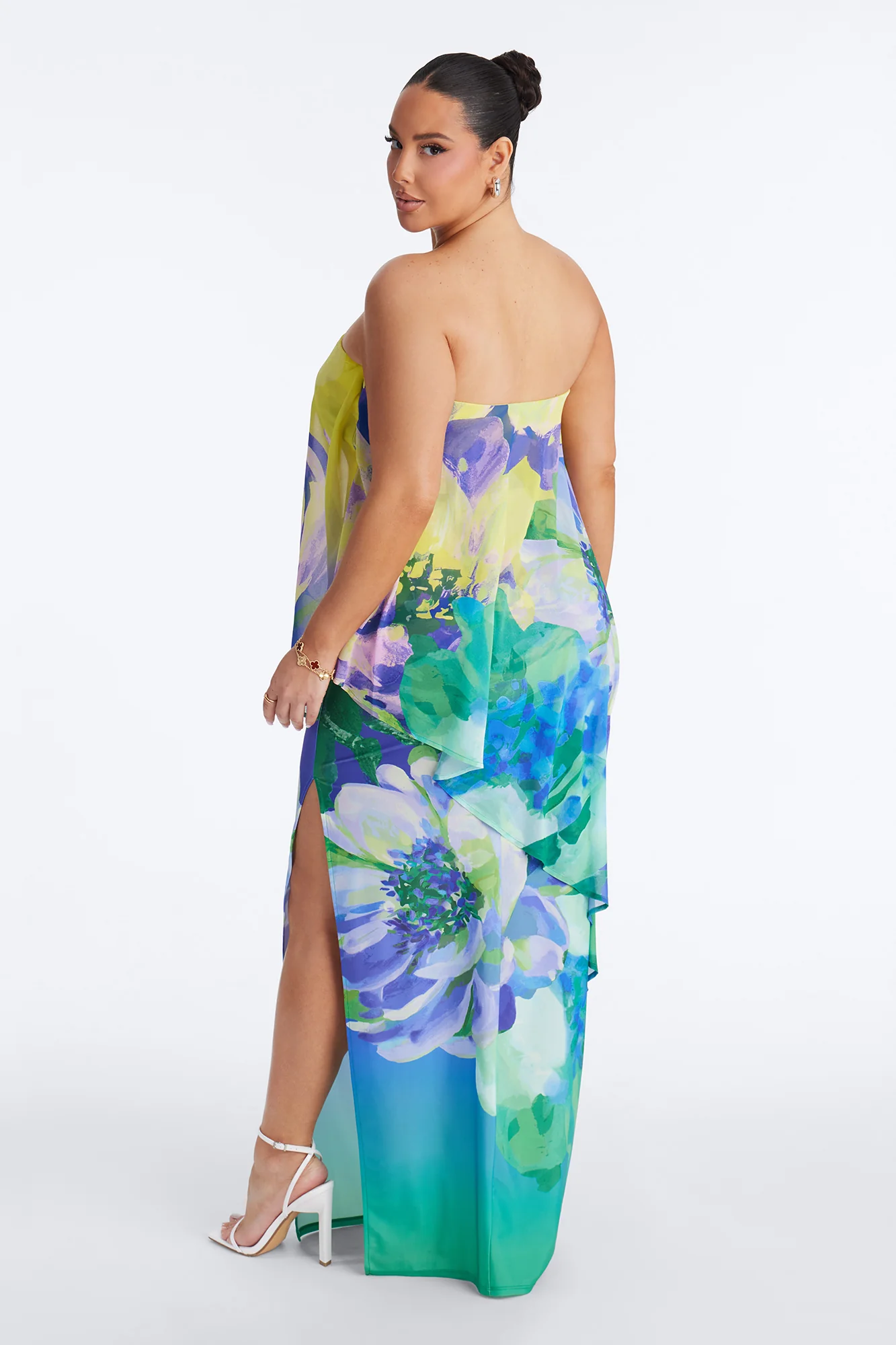Amber Strapless Chiffon Maxi Dress - Green/combo - Image 8