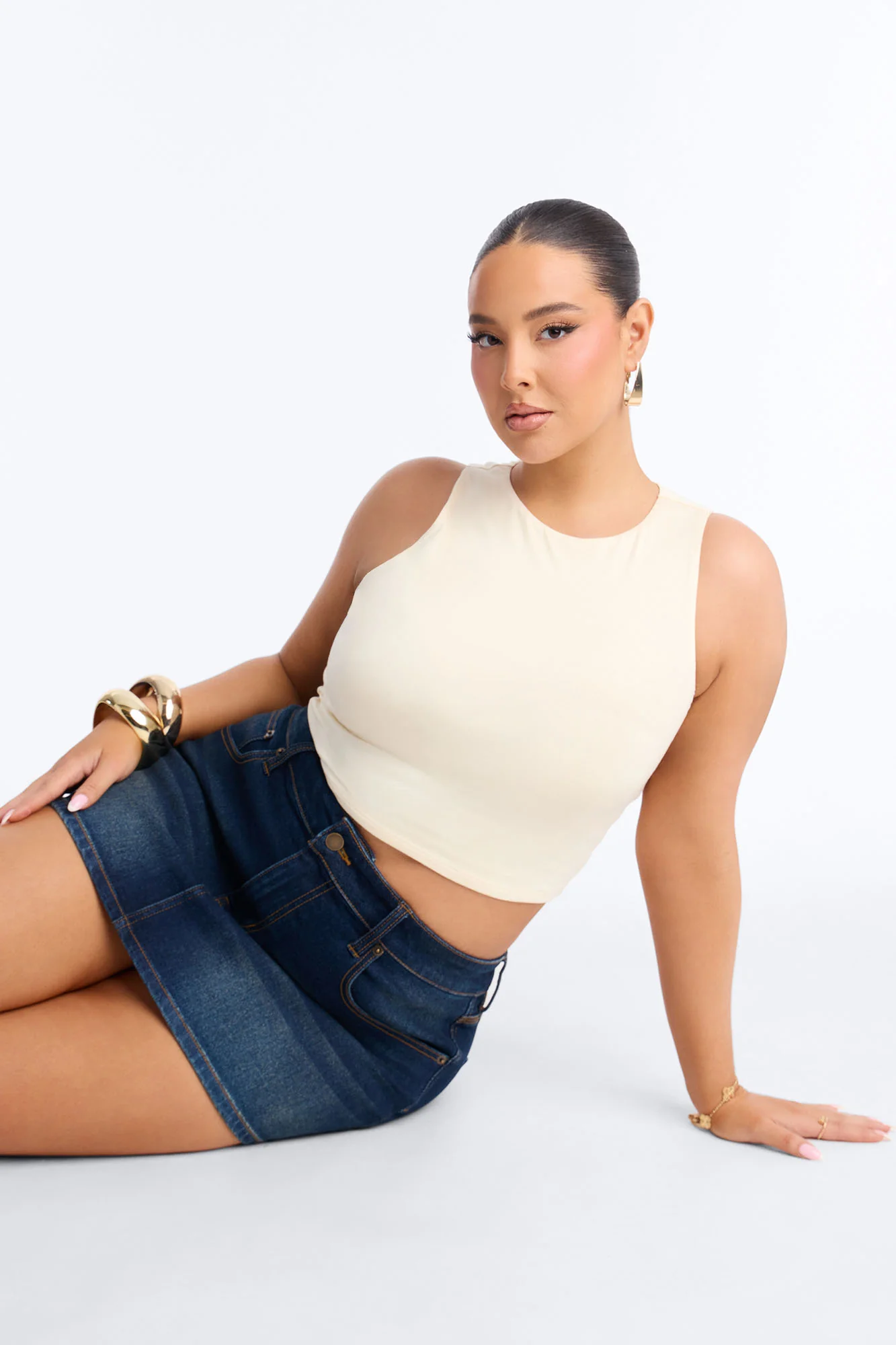 Amberly Double Lined Jersey Tank - Bone - Image 8