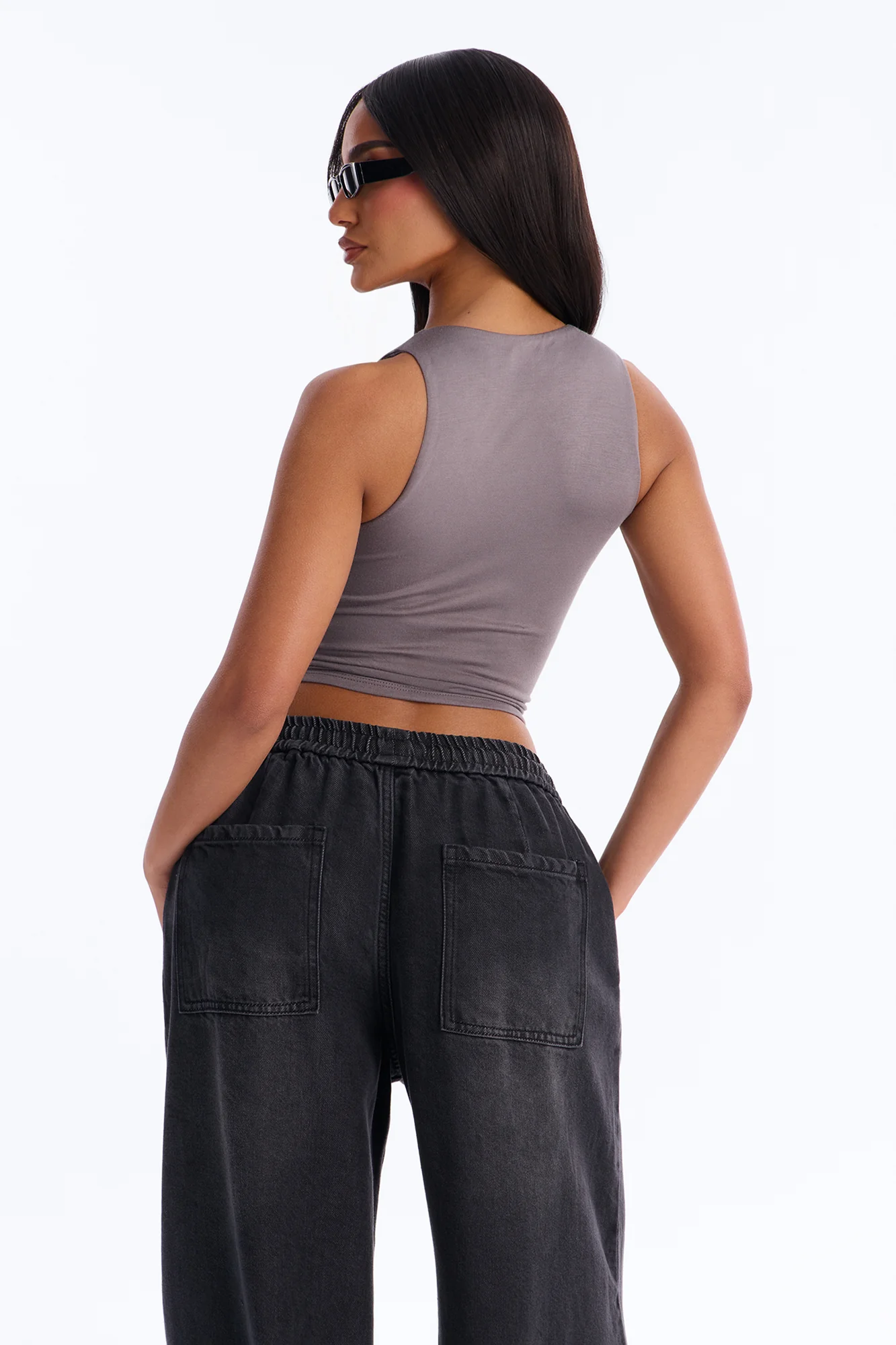 Amberly Double Lined Jersey Tank - Grey - Image 4