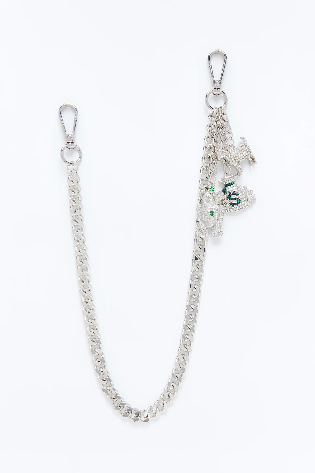 Ambitious Multi Charm Cuban Pant Chain - Silver
