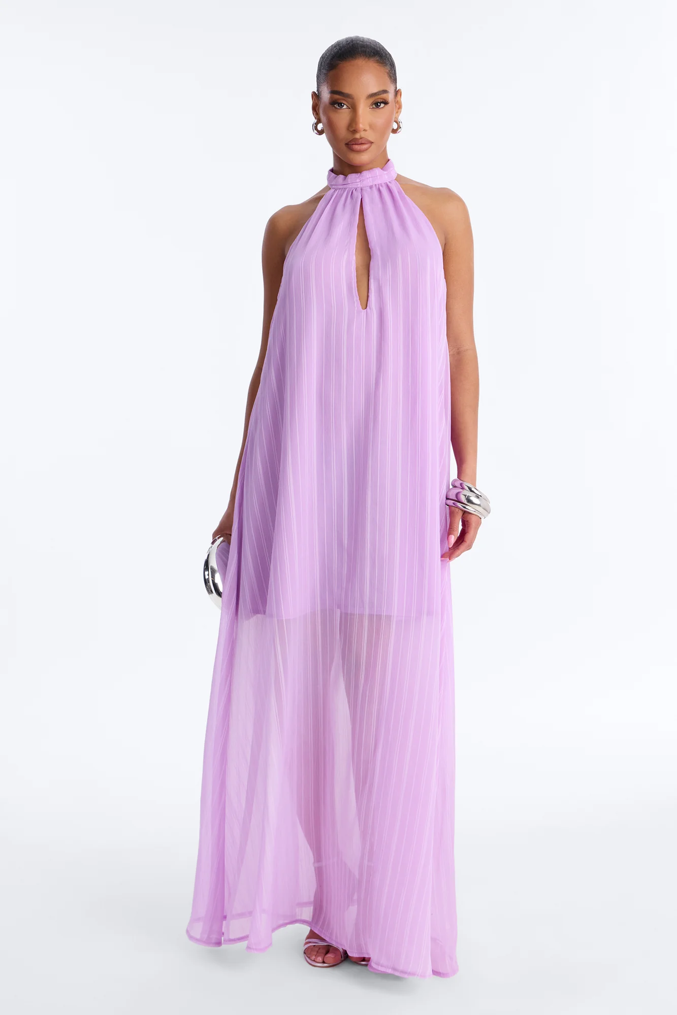 Amelia Backless Beaded Maxi Dress - Lavender - Image 4
