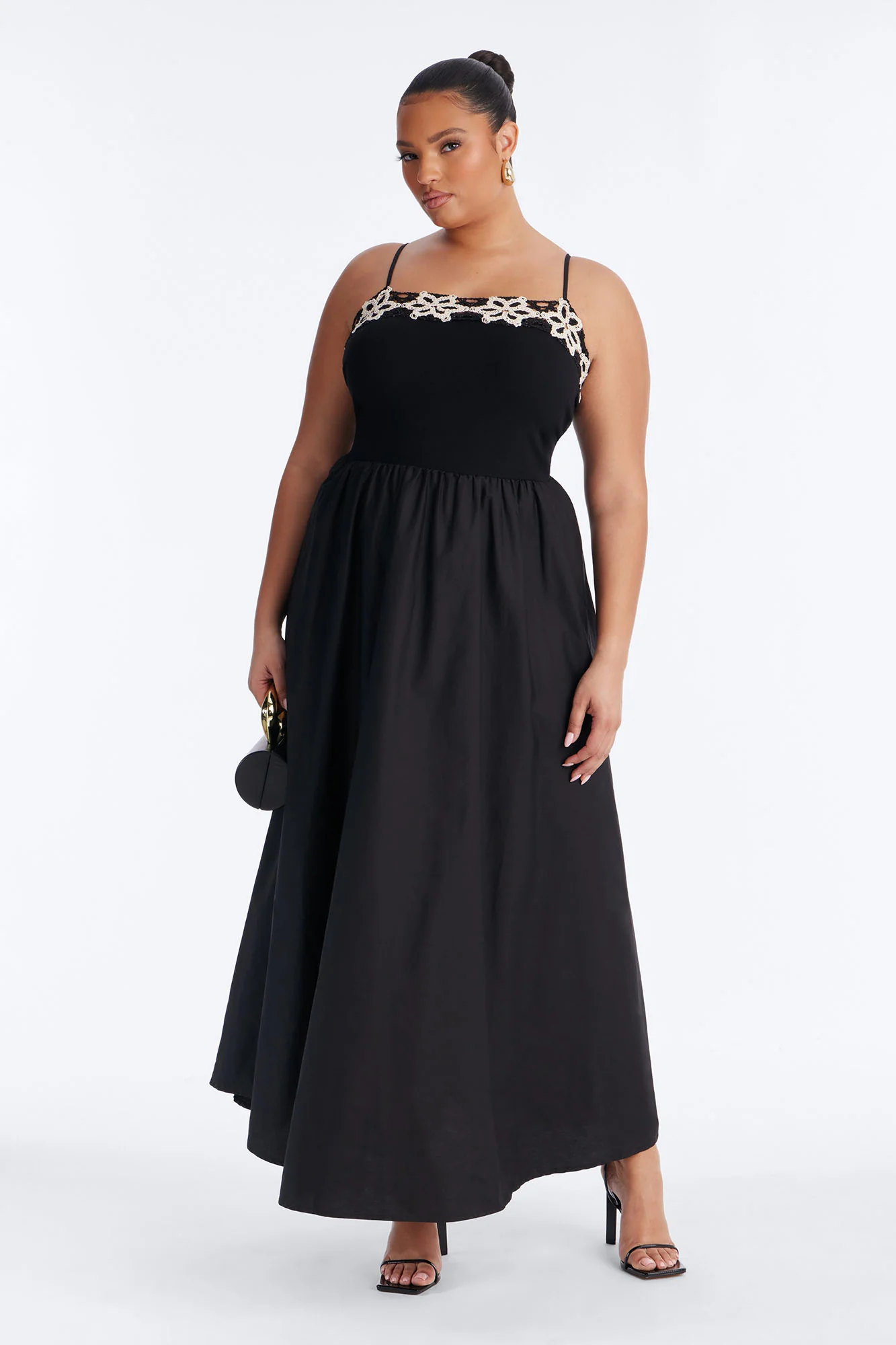 Amelia Crochet Maxi Dress - Black/White - Image 5