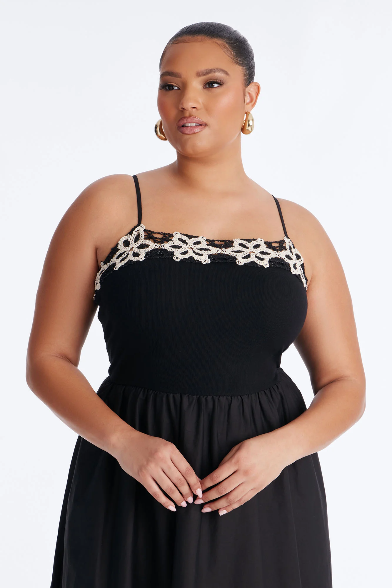 Amelia Crochet Maxi Dress - Black/White - Image 6
