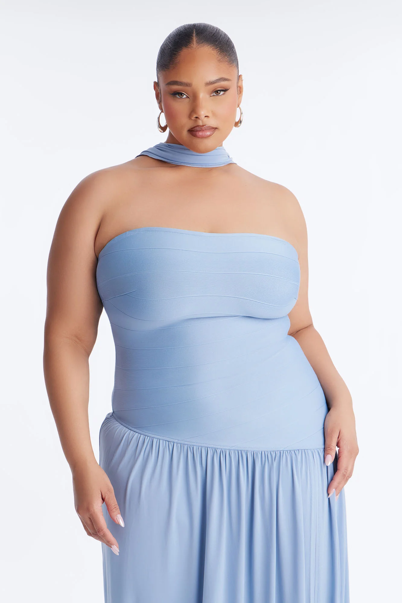 Amelia Drop Waist Bandage Gown - Dusty Blue - Image 6