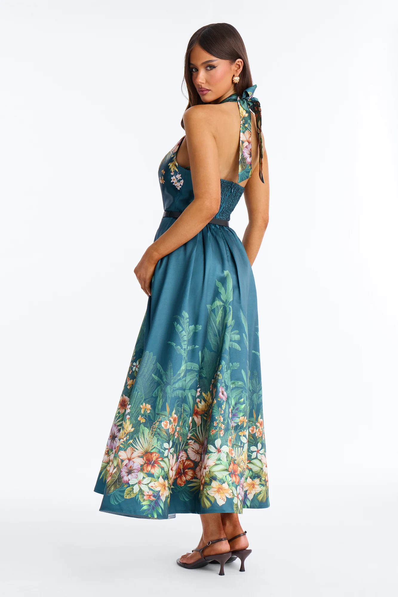 Amelia Halter Taffeta Maxi Dress - Hunter - Image 4
