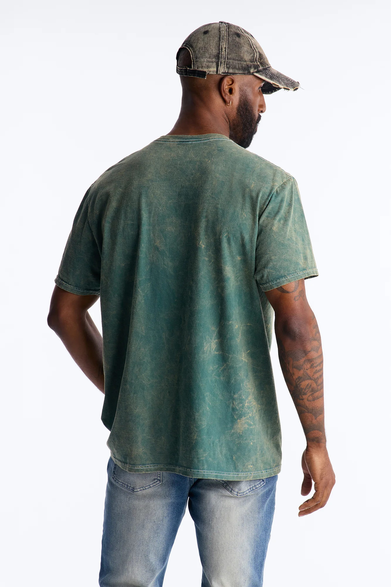 Amen Praise The Lord Rosary Studded Detail Graphic Short Sleeve Tee - Hunter Green - Image 4