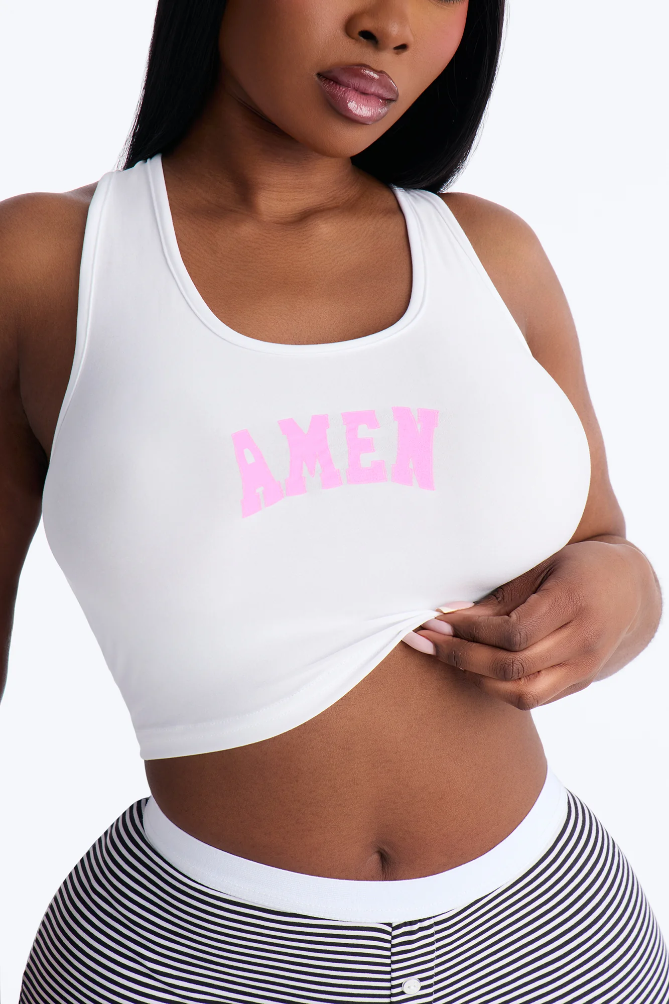 Amen Tank PJ Boyshort Set - White/Black - Image 5