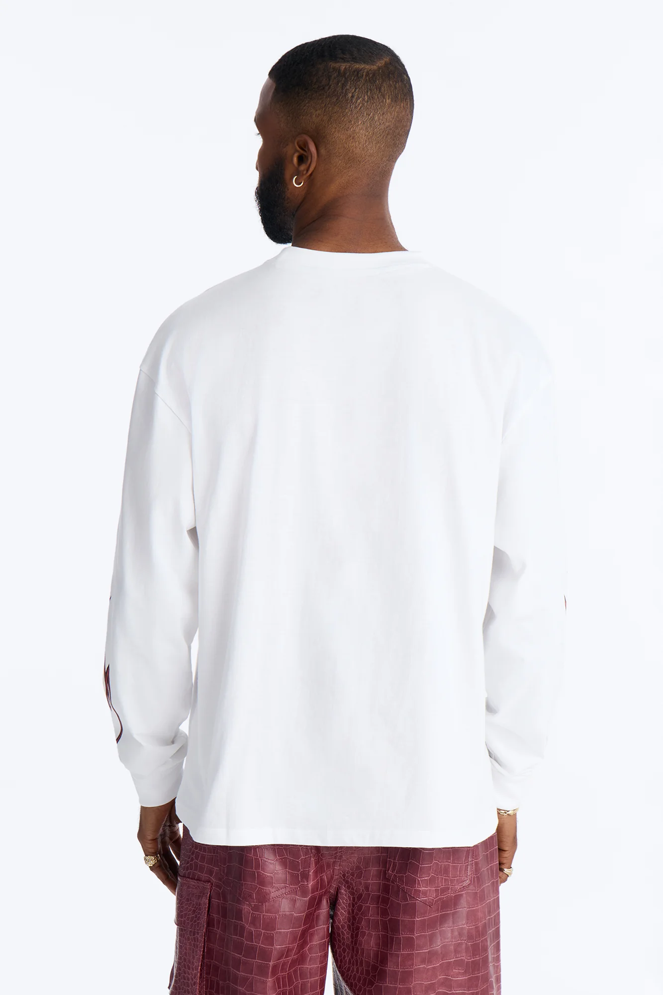 American Custom Motorcycle Oversized Long Sleeve Tee - White - Image 4