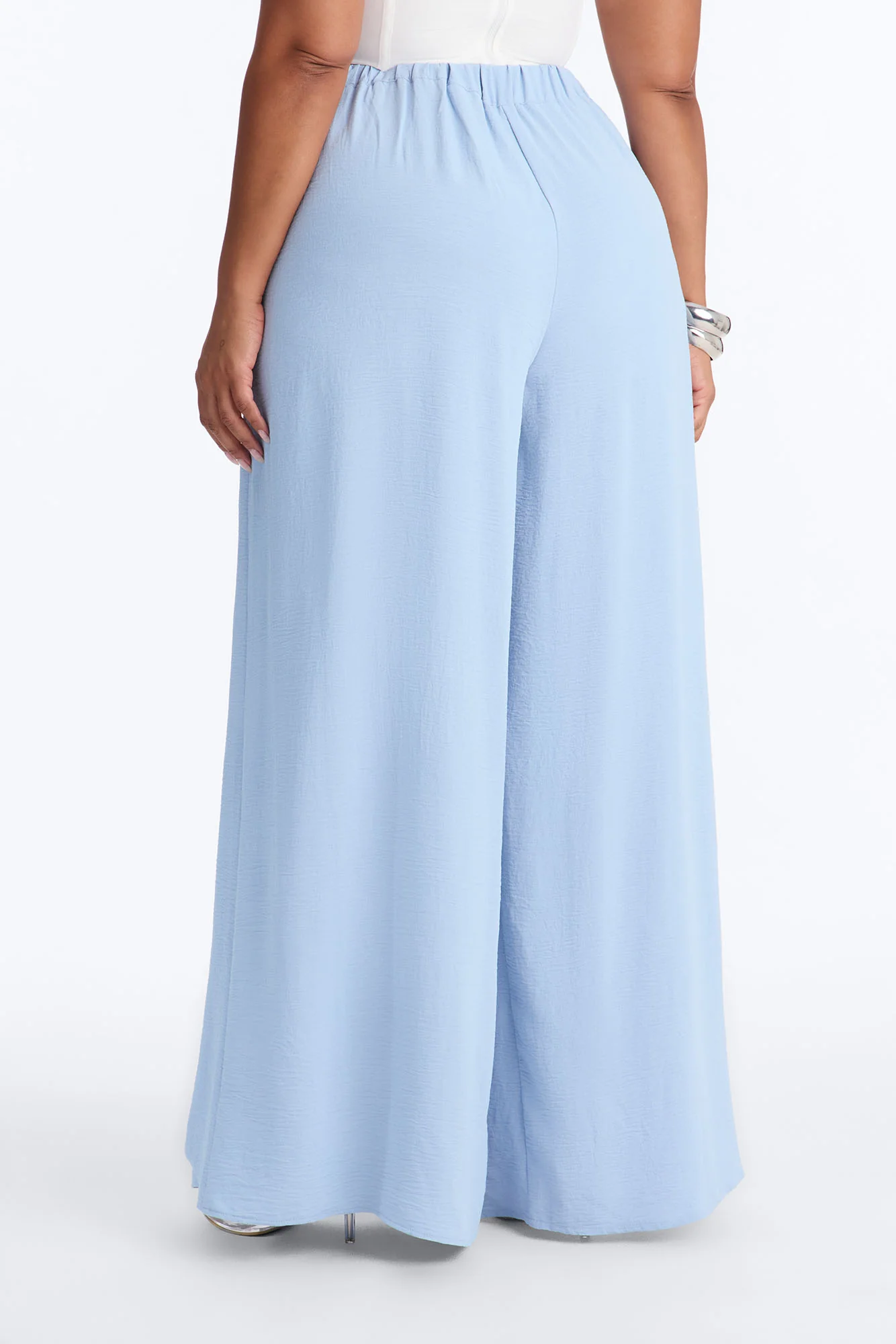 Amiah High Rise Wide Leg Flowy Pant 33″ - Light Blue - Image 7