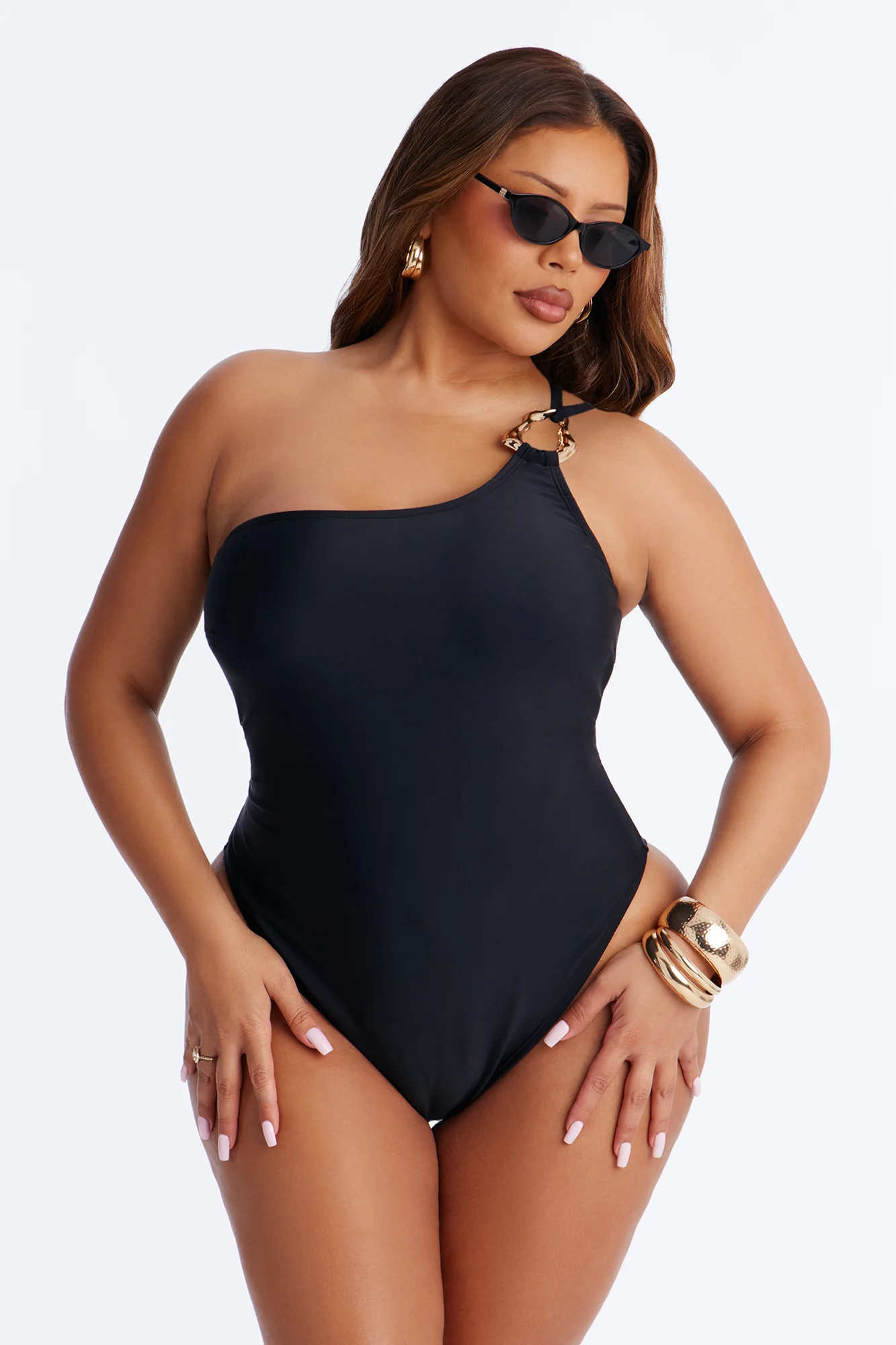 Amira One Shoulder 1 Piece Swimsuit - Black - Image 4