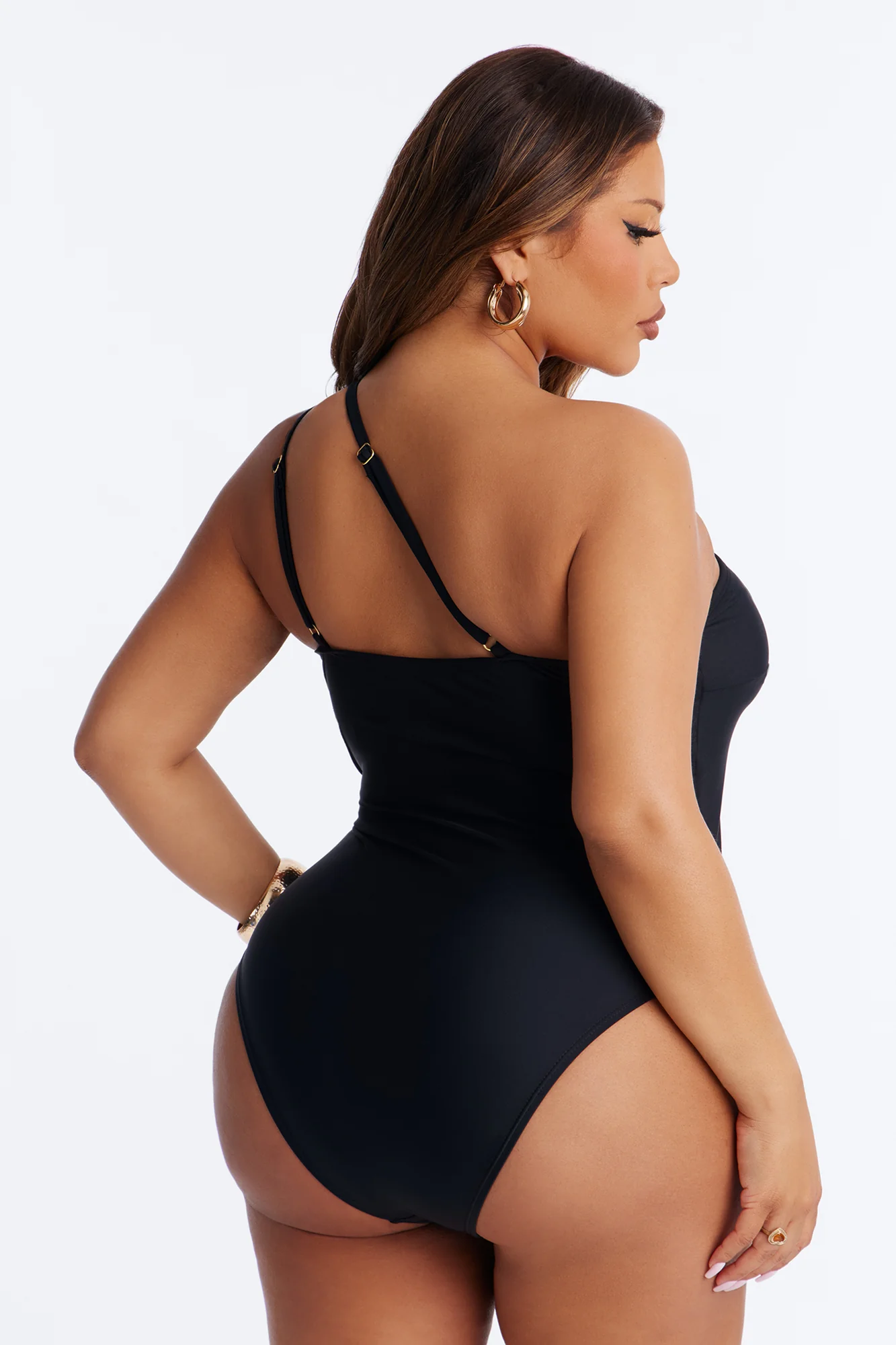 Amira One Shoulder 1 Piece Swimsuit - Black - Image 6