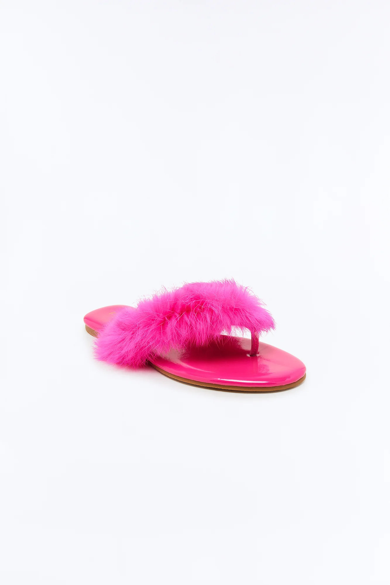 Amory Faux Fur Flip Flops - Hot Pink - Image 2