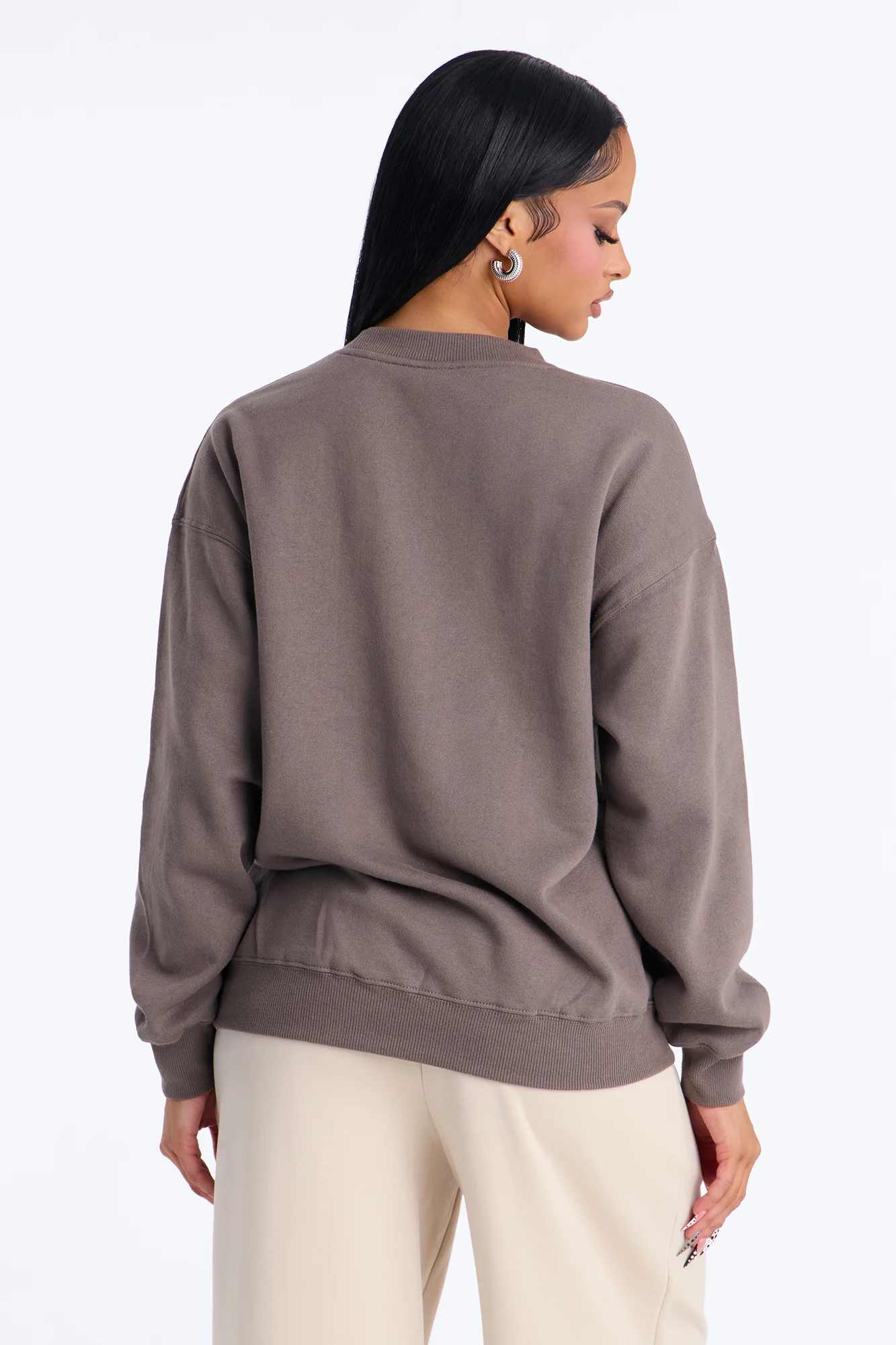 Amsterdam Netherlands Fleece Crew Neck Sweatshirt - Mocha - Image 4