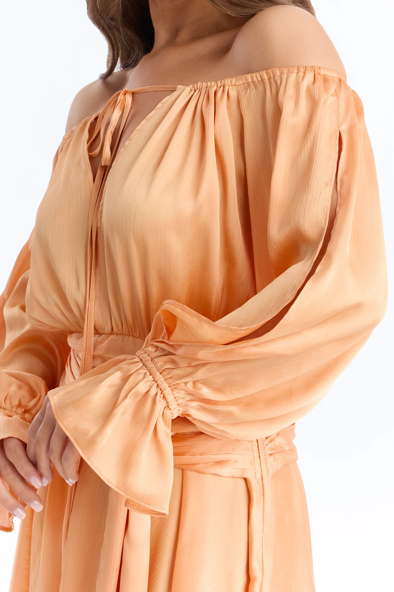 Amy Asymmetrical Metallic Mini Dress - Orange - Image 3