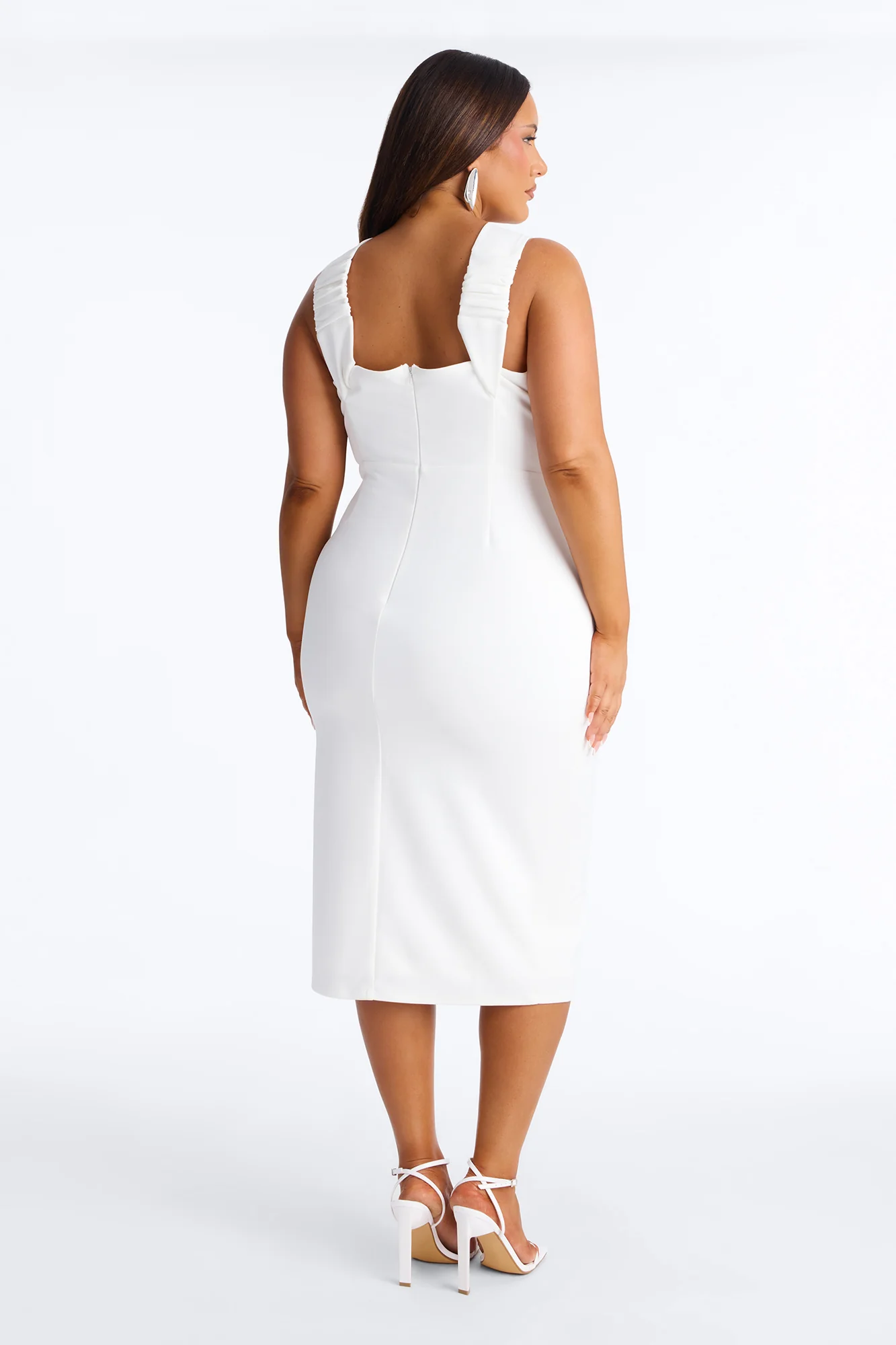 Anabella Off Shoulder Bow Midi Dress - White - Image 8