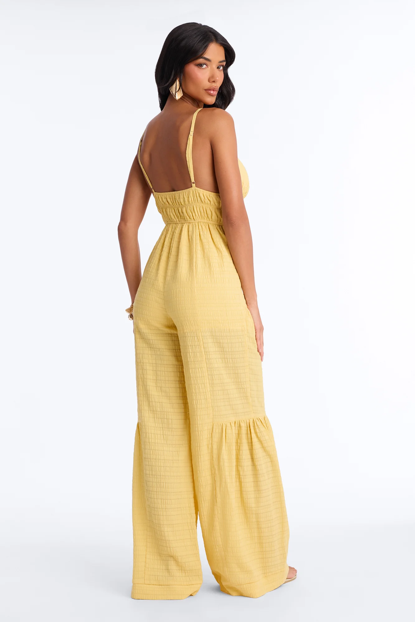 Anabella Tiered Wide Leg Jumpsuit - Yellow - Image 4