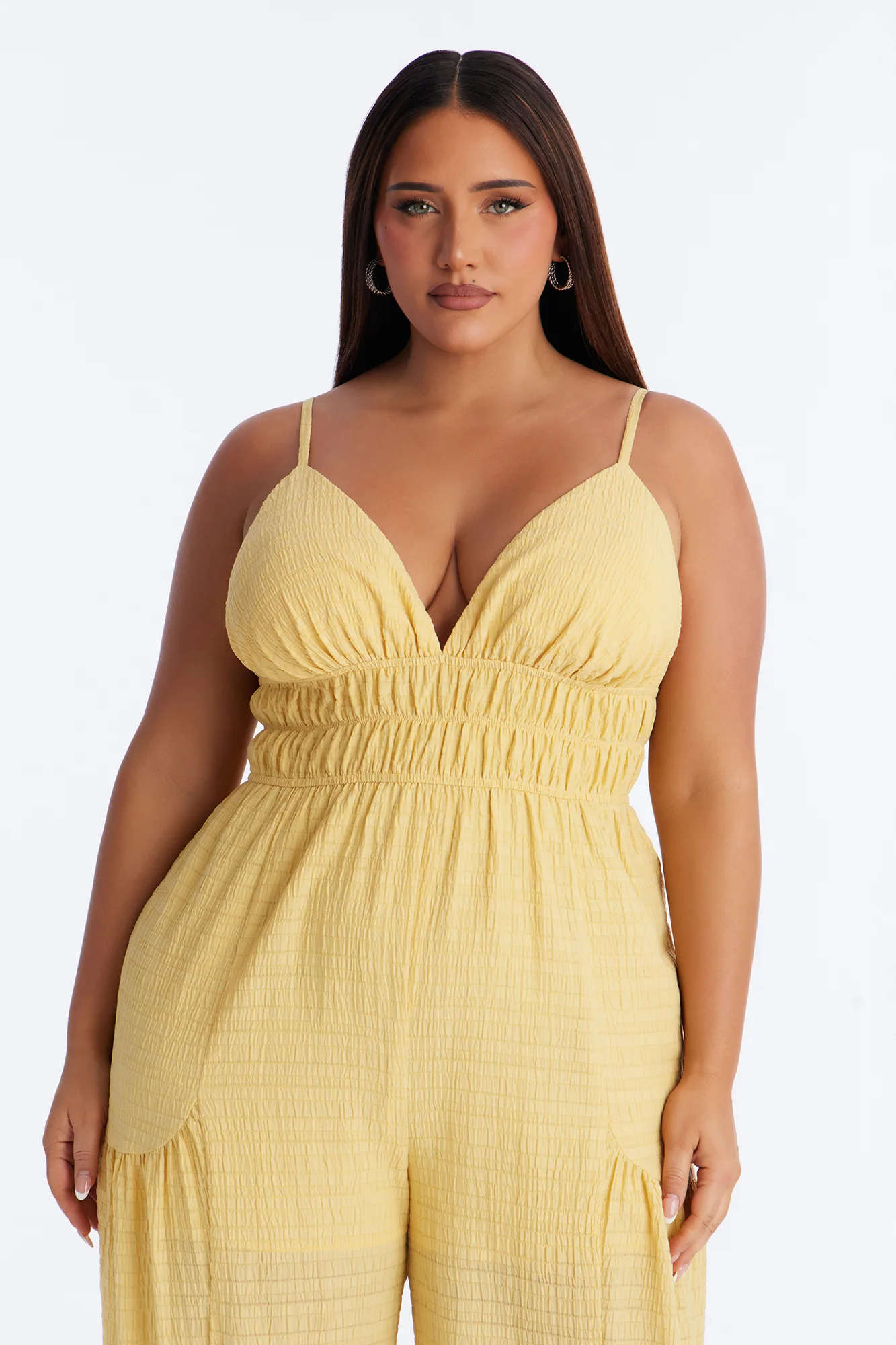 Anabella Tiered Wide Leg Jumpsuit - Yellow - Image 6