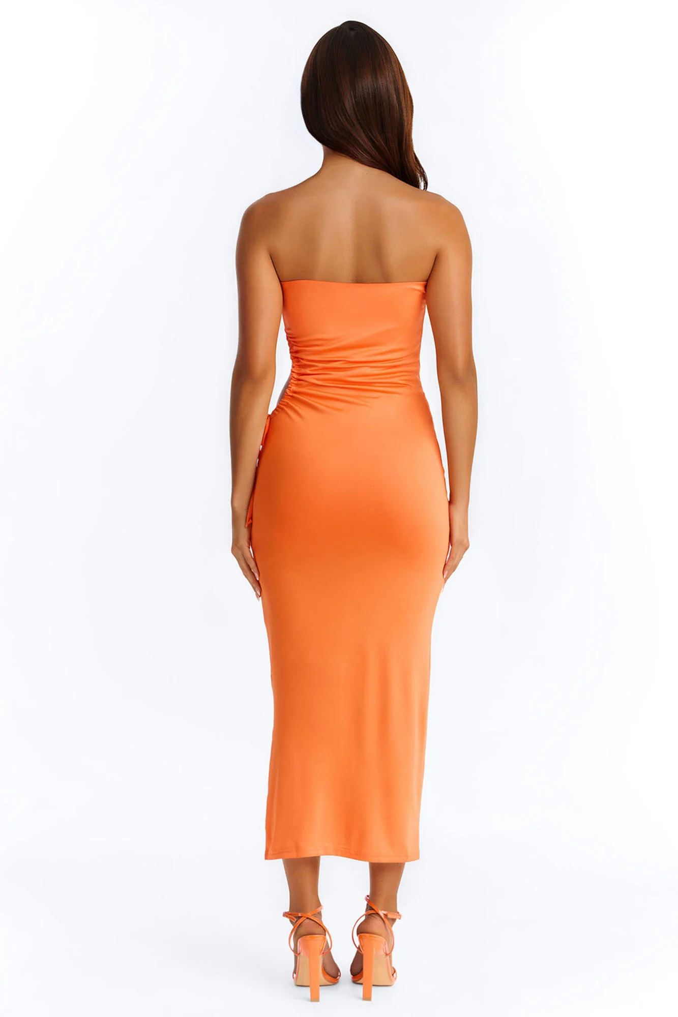 Anastasia Strapless Midi Dress - Orange - Image 5