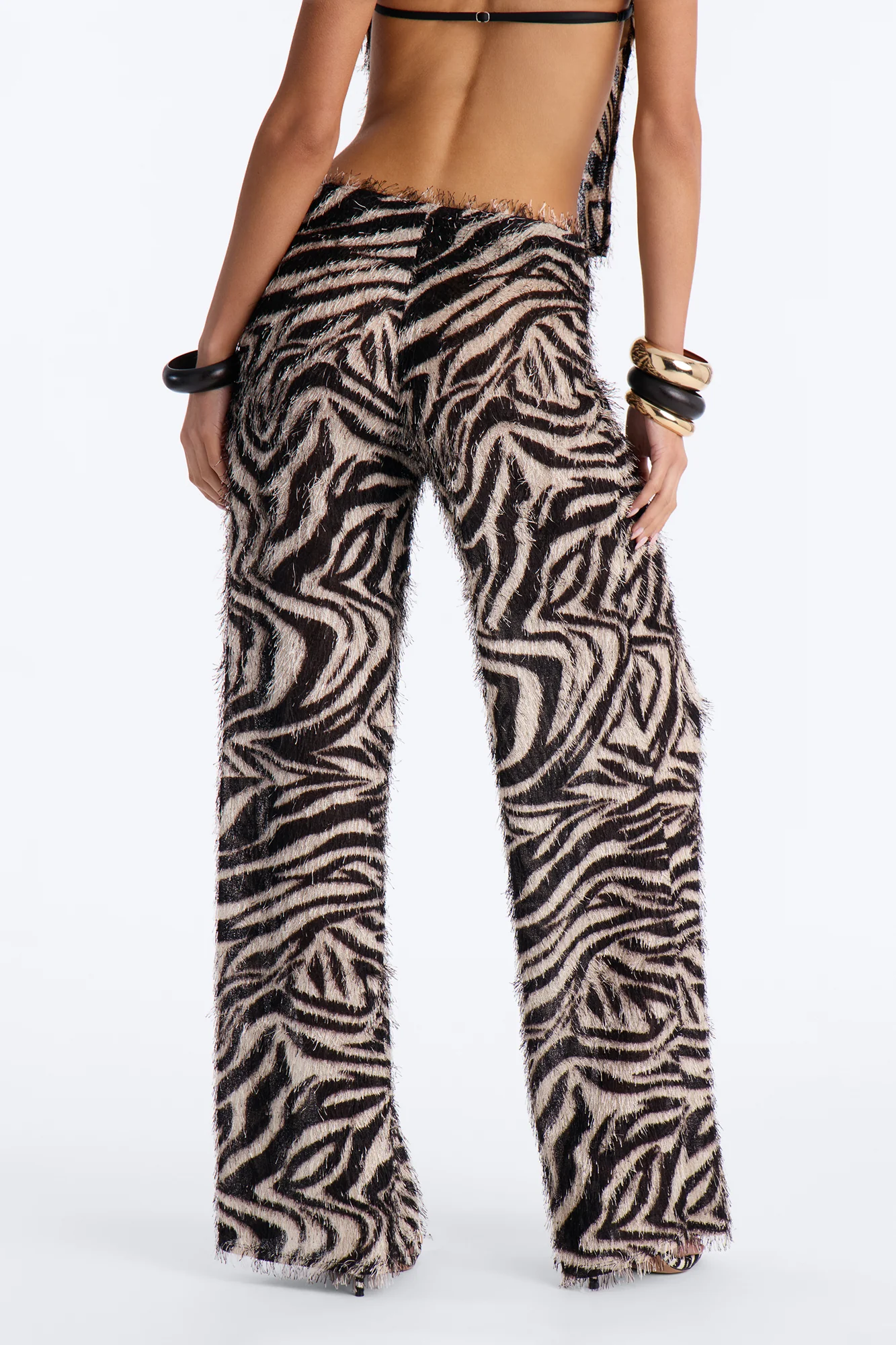 Anaya Textured Knit Abstract Low Rise Pant - Black/combo - Image 4