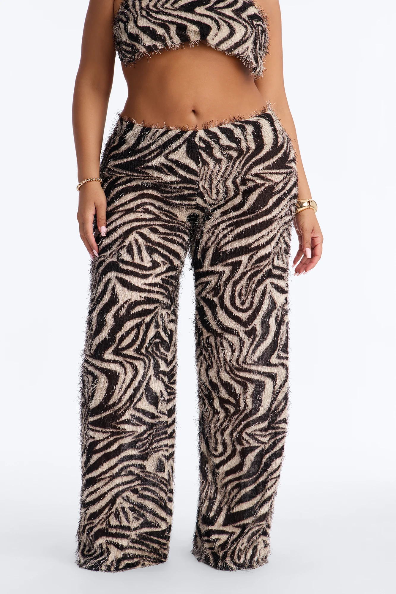 Anaya Textured Knit Abstract Low Rise Pant - Black/combo - Image 6